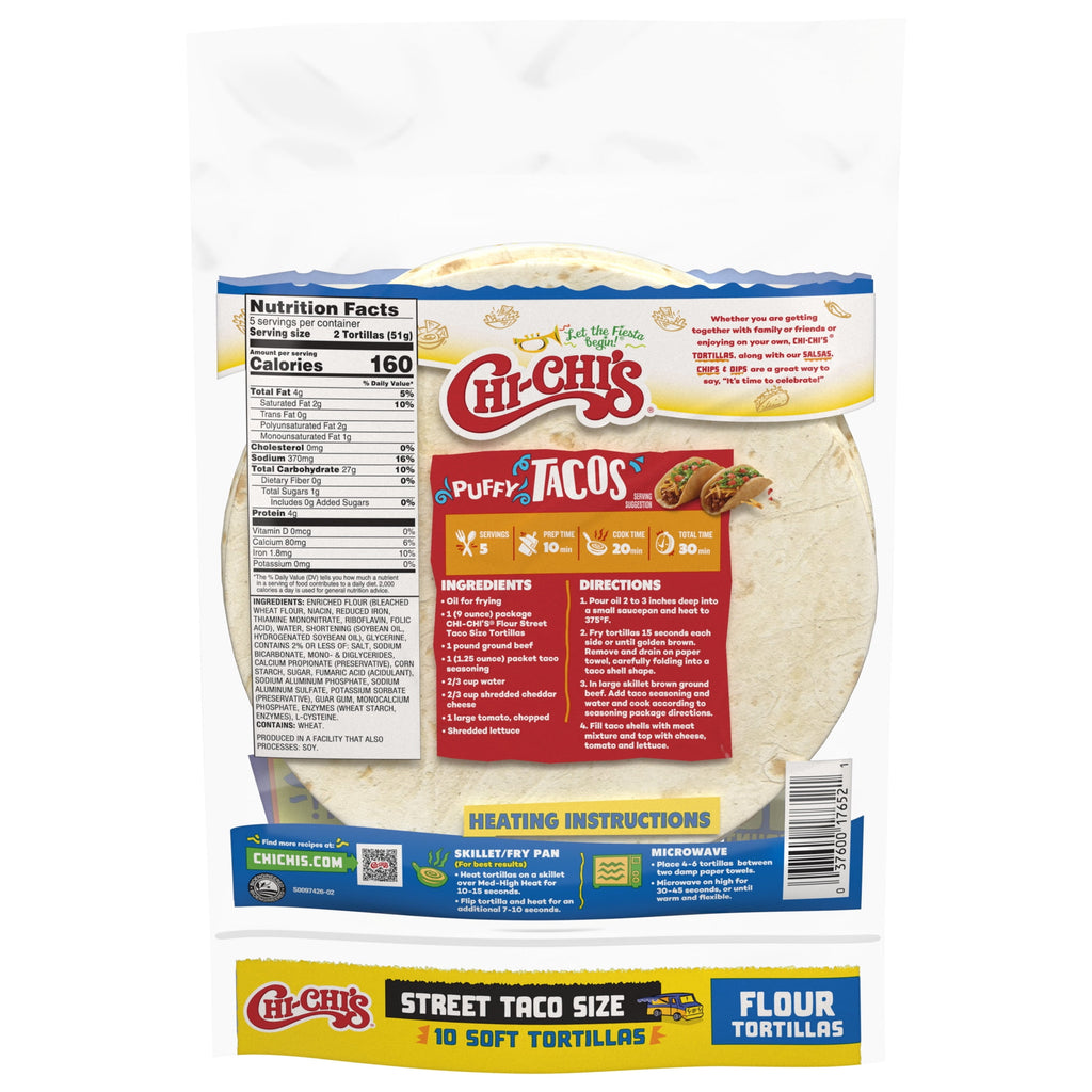Flour Tortillas Street Taco Size 9 Oz 10 Count Chi-Chi's