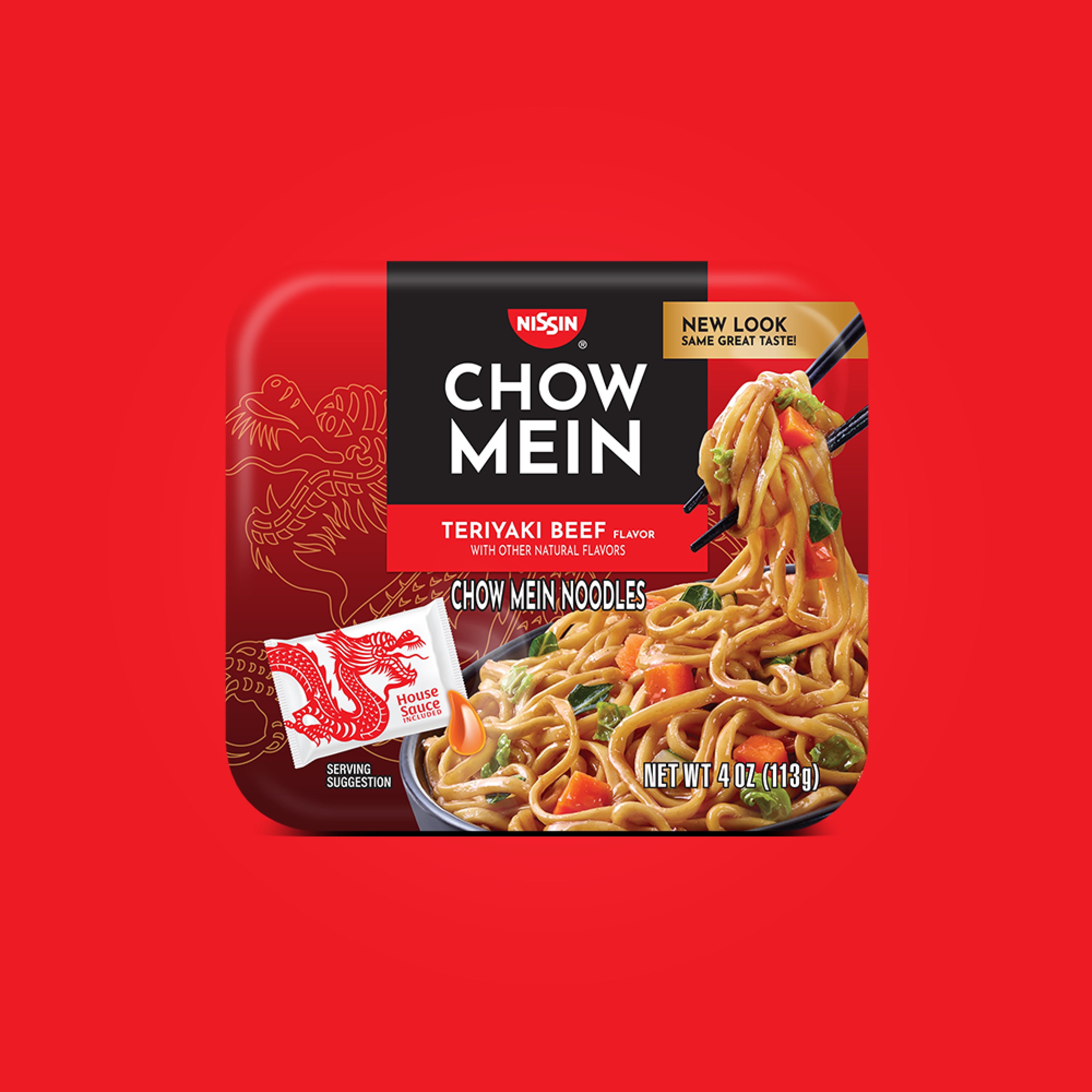 Nissin Chow Mein Teriyaki Beef Instant Noodles 4 Oz Tray