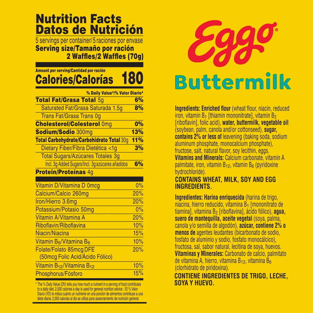 Eggo Buttermilk Waffles Frozen 12.3 Oz 10 Count