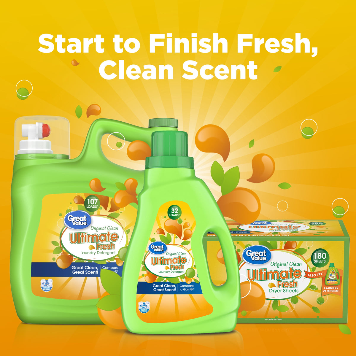 Great Value Ultimate Fresh Liquid Laundry Detergent Original Clean 46 fl oz 32 Loads