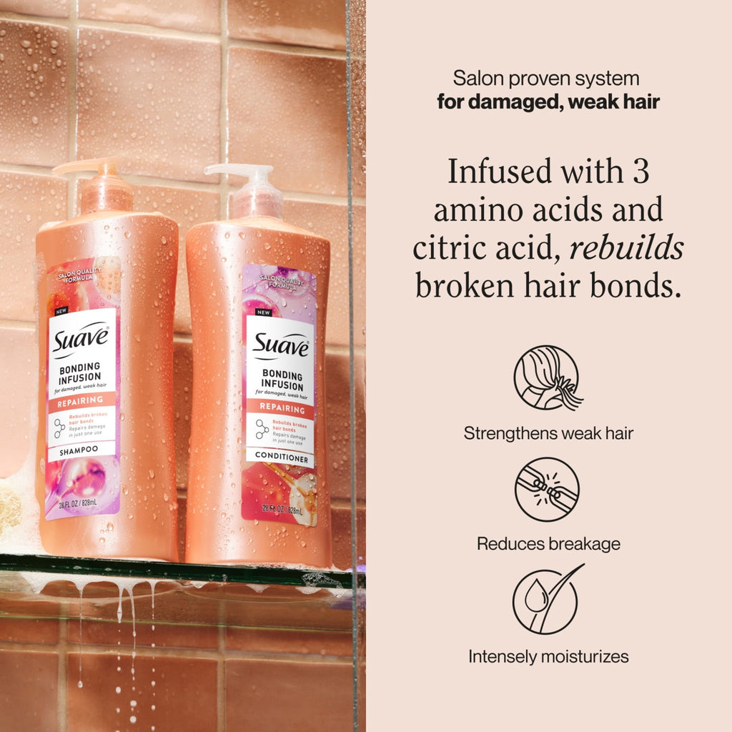 Suave Bonding Infusion Repairing Conditioner for Damaged Hair Amino Acid & Citric Acid Bond Repair 28 fl oz