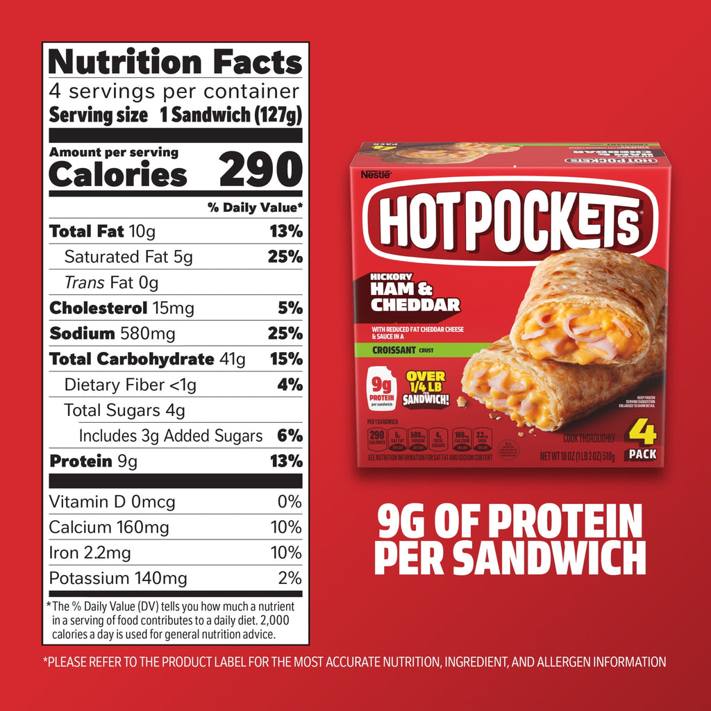 Hot Pockets Ham and Cheddar Croissant Crust Frozen Sandwiches 18 Oz 4 Count