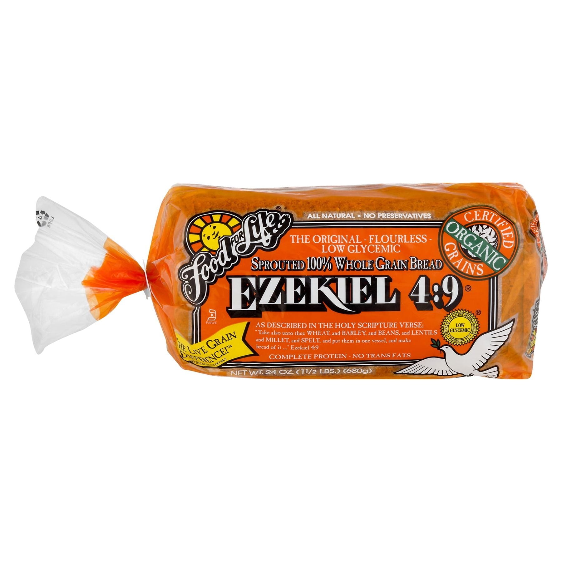 Food for Life Ezekiel 4:9 Sprouted Whole Grain Bread 24 Oz 20 Count Organic Flourless