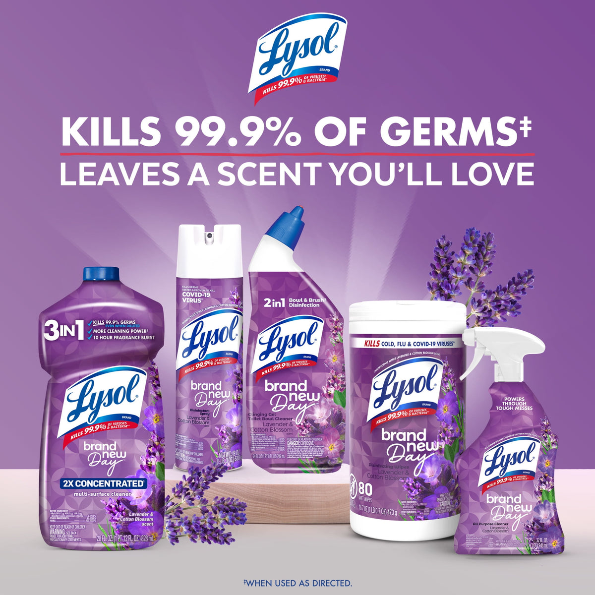 Lysol Brand New Day 2X Concentrated Multi-Surface Disinfectant Cleaner Lavender & Cotton Blossom 28 fl oz