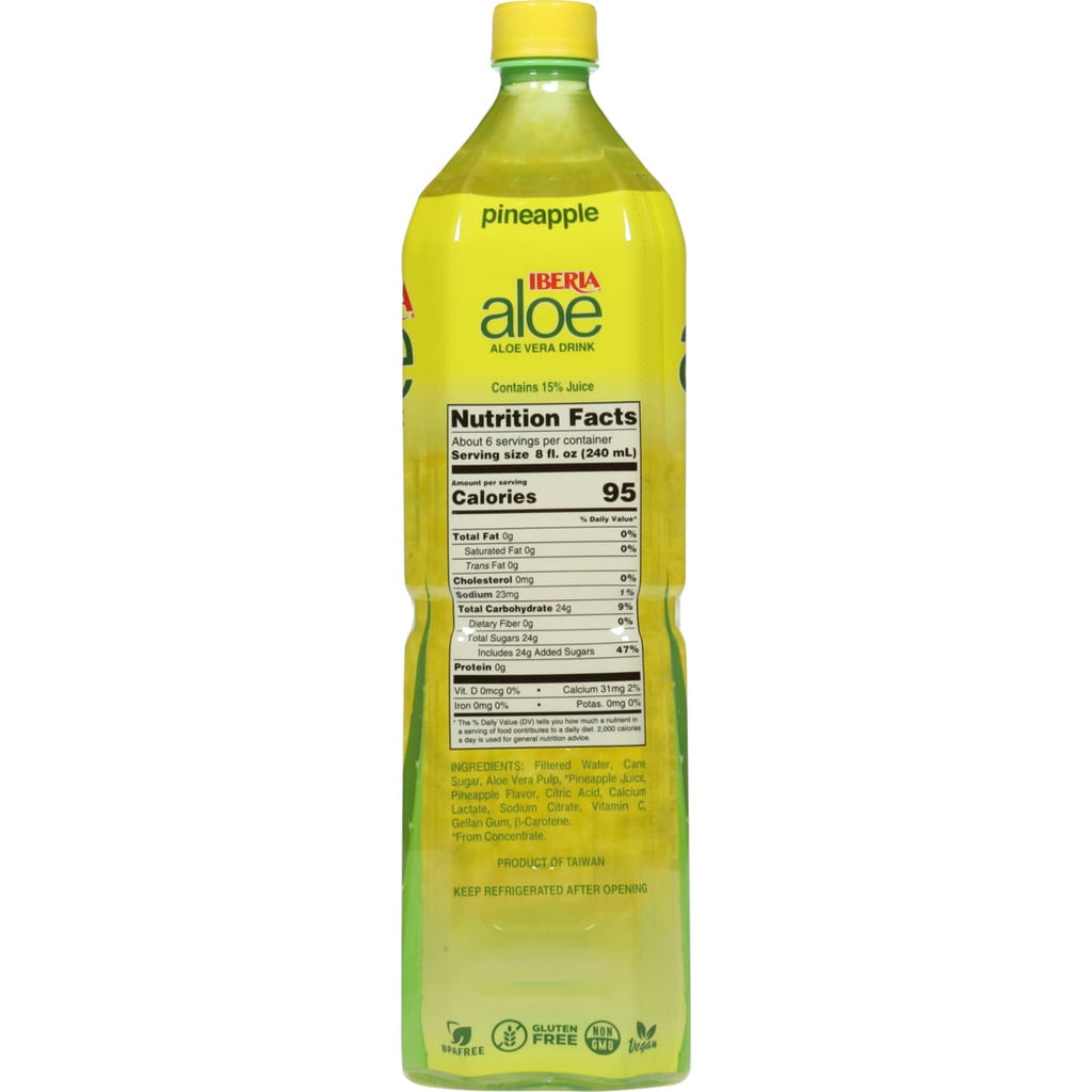 Iberia Pineapple Aloe Vera Drink with Pure Aloe Pulp 50.8 fl oz Bottle