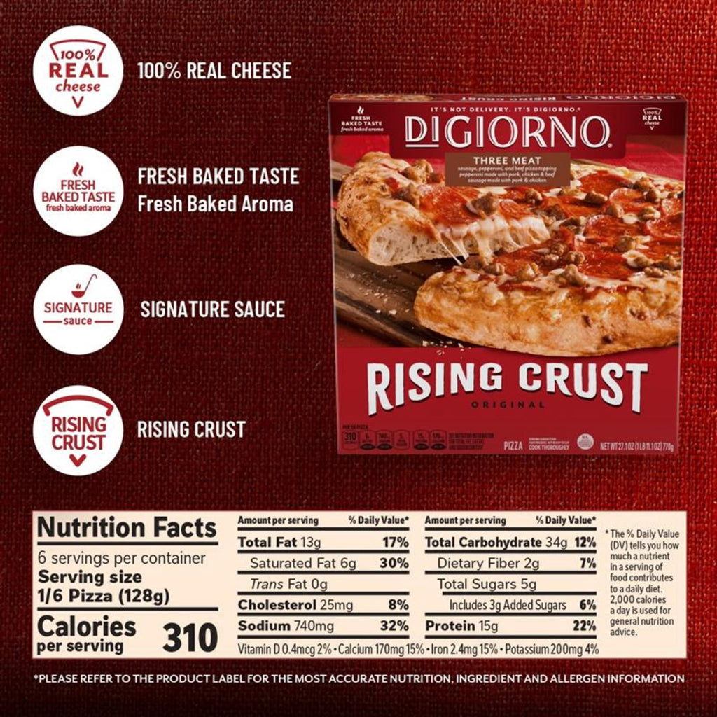DiGiorno Rising Crust Three Meat Frozen Pizza 27.1 Oz