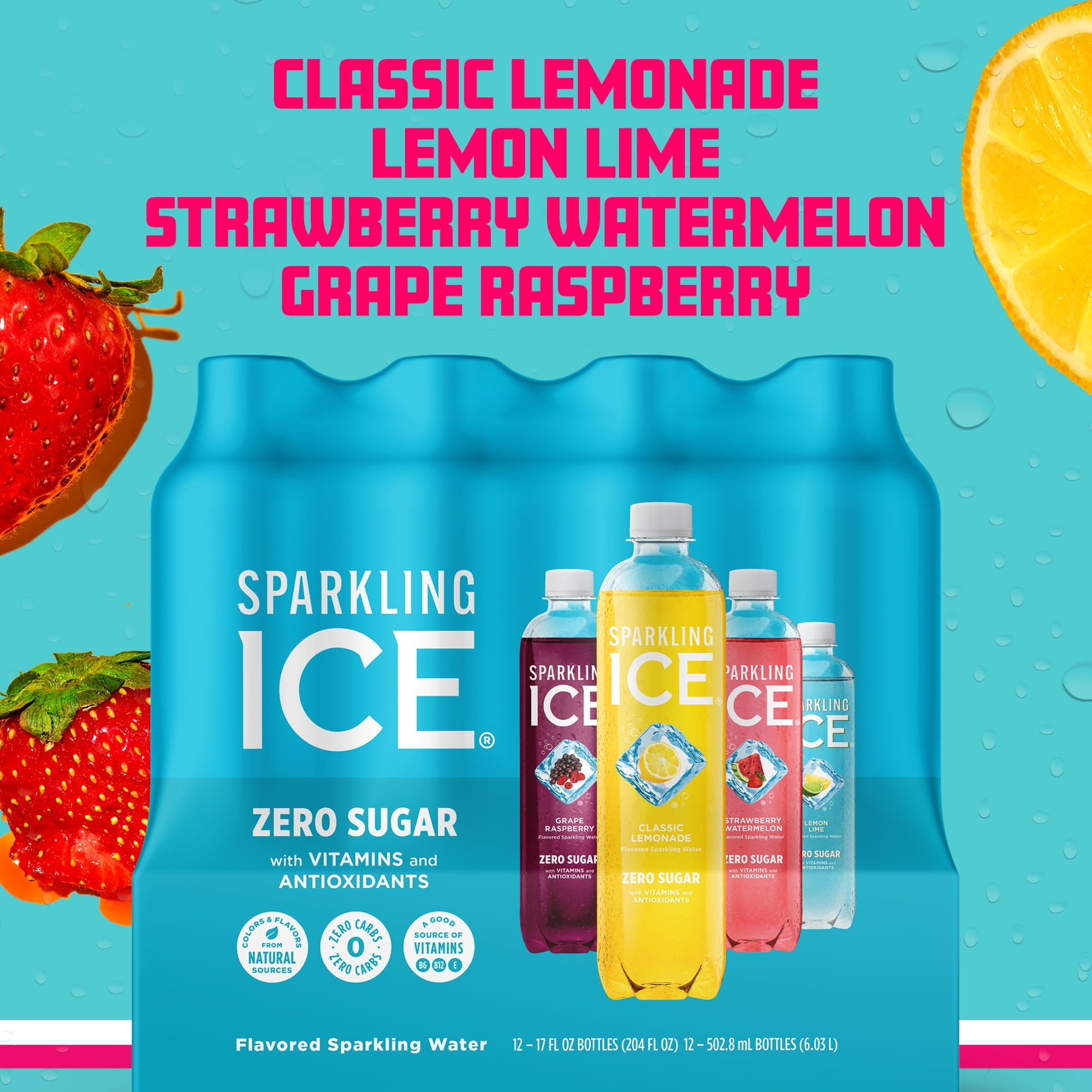 Sparkling Ice Blue Variety Pack Flavored Sparkling Water 17 fl oz 12 Count