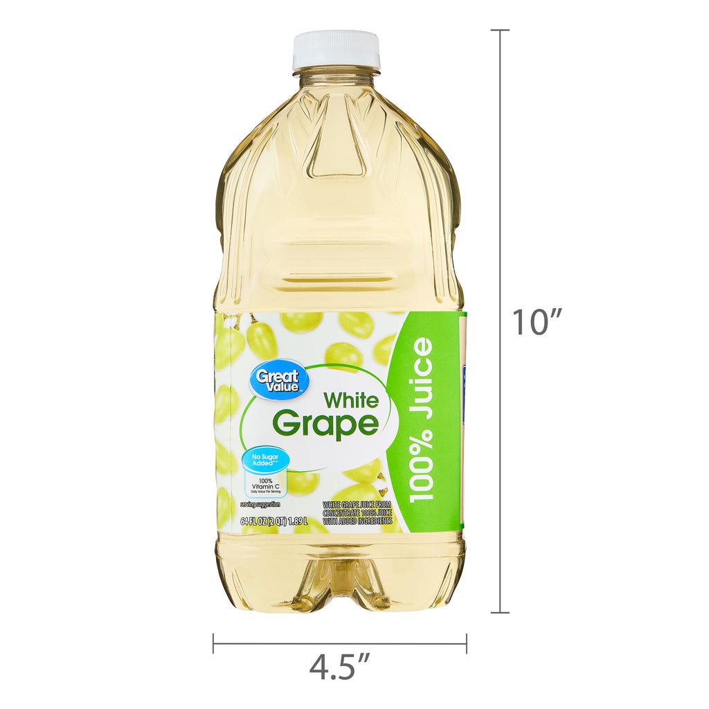 Great Value 100% White Grape Juice 64 fl oz Bottle