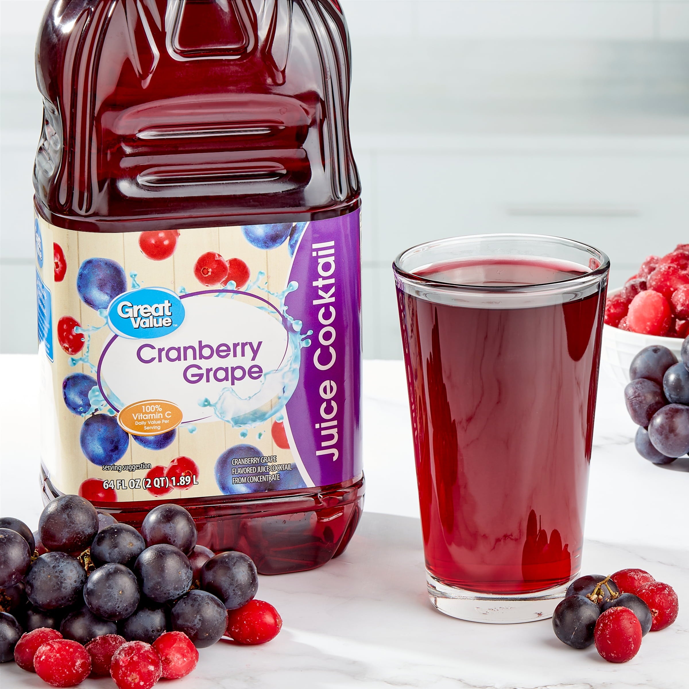 Great Value Cranberry Grape Juice Cocktail 64 fl oz Bottle