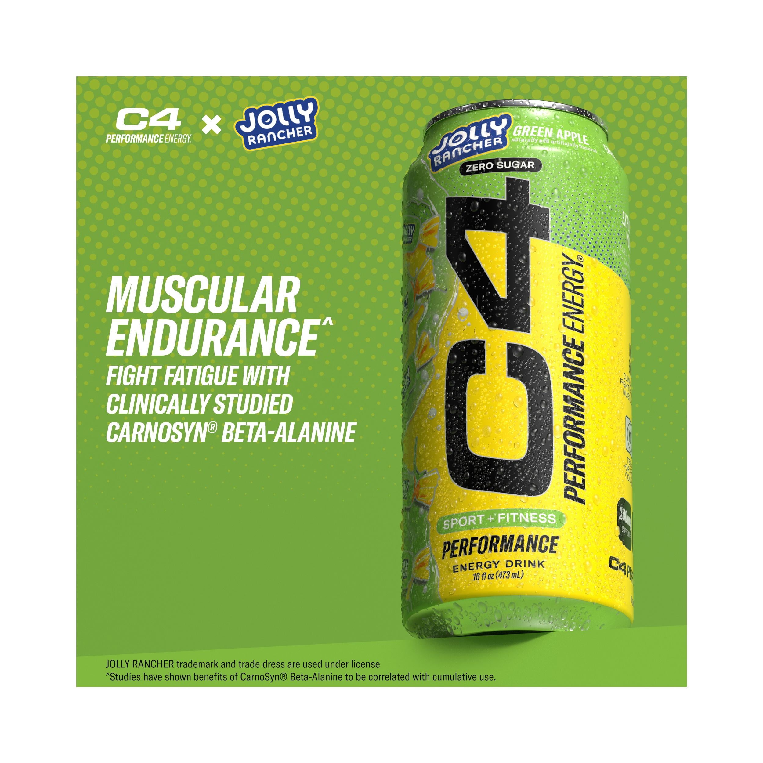 C4 Performance Energy Drink Jolly Rancher Green Apple 16 fl oz Single Can