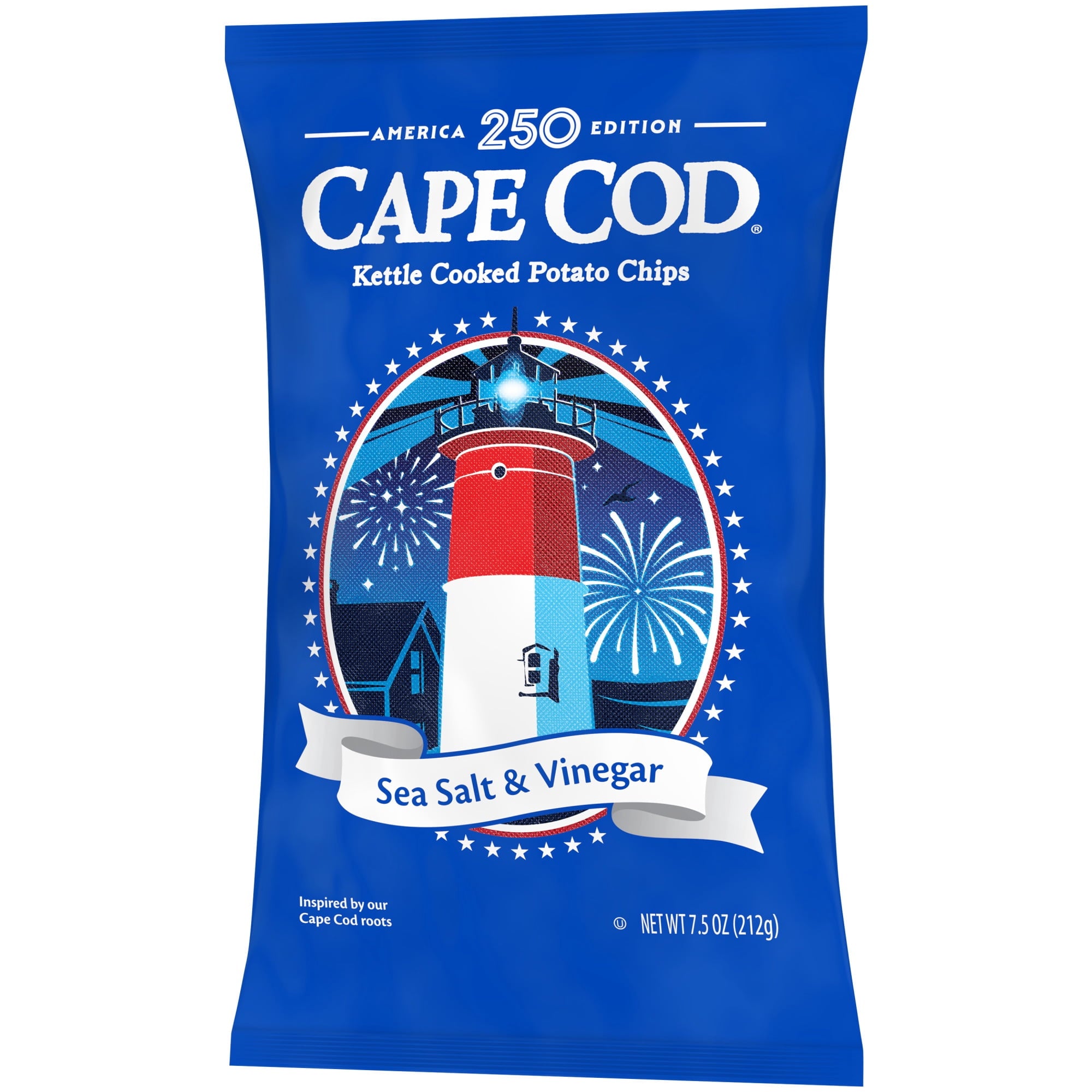 Sea Salt & Vinegar Kettle Cooked Potato Chips 7.5 Oz Cape Cod