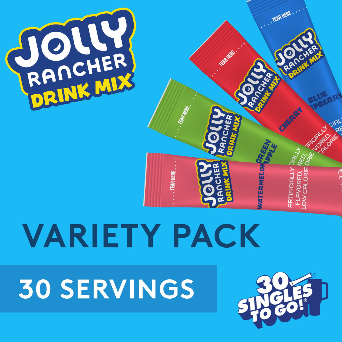 Jolly Rancher Sugar-Free Variety Pack Singles to Go Powdered Drink Mix 30 Count
