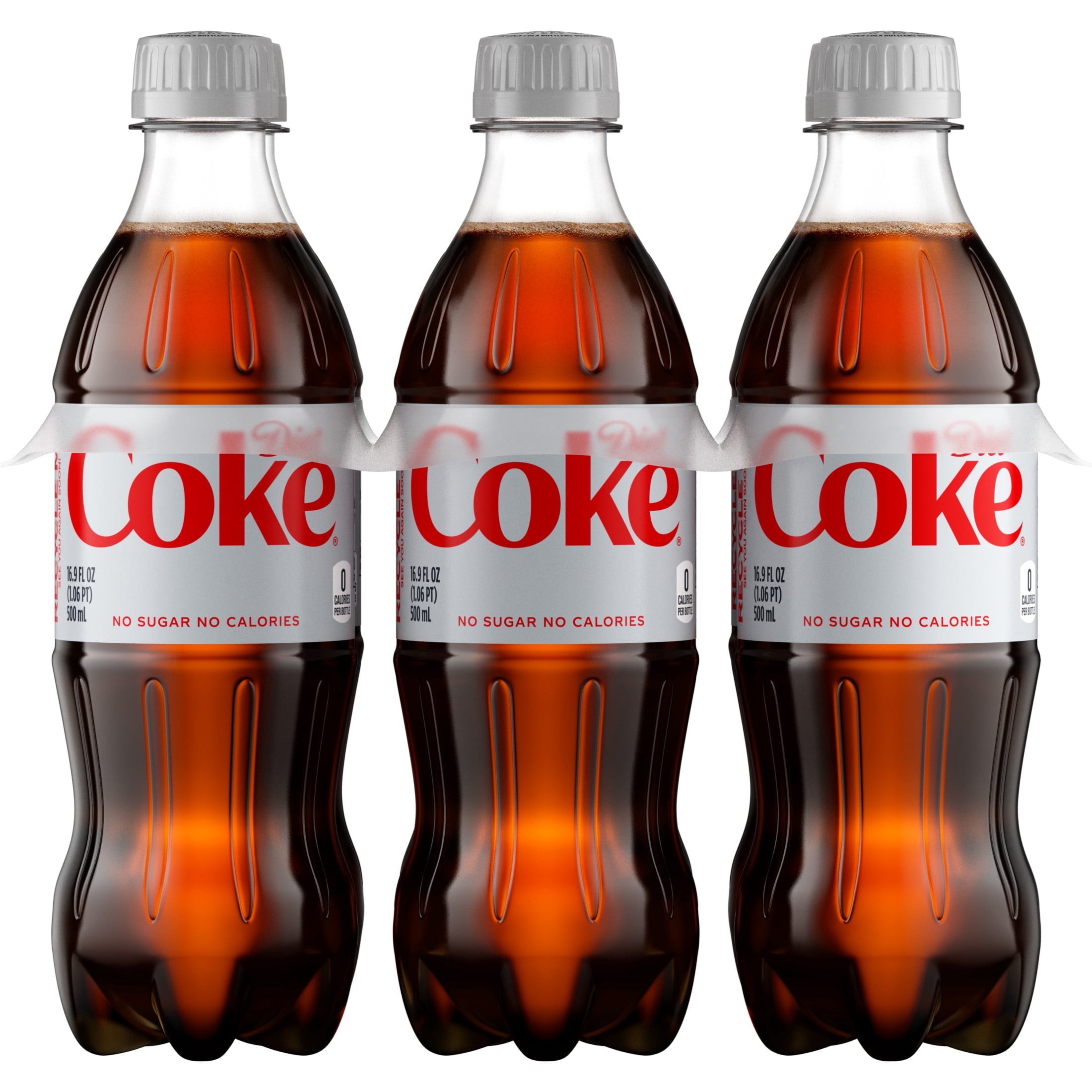 Soda Pop Bottles 16.9 Fl Oz 6 Pack Diet Coke