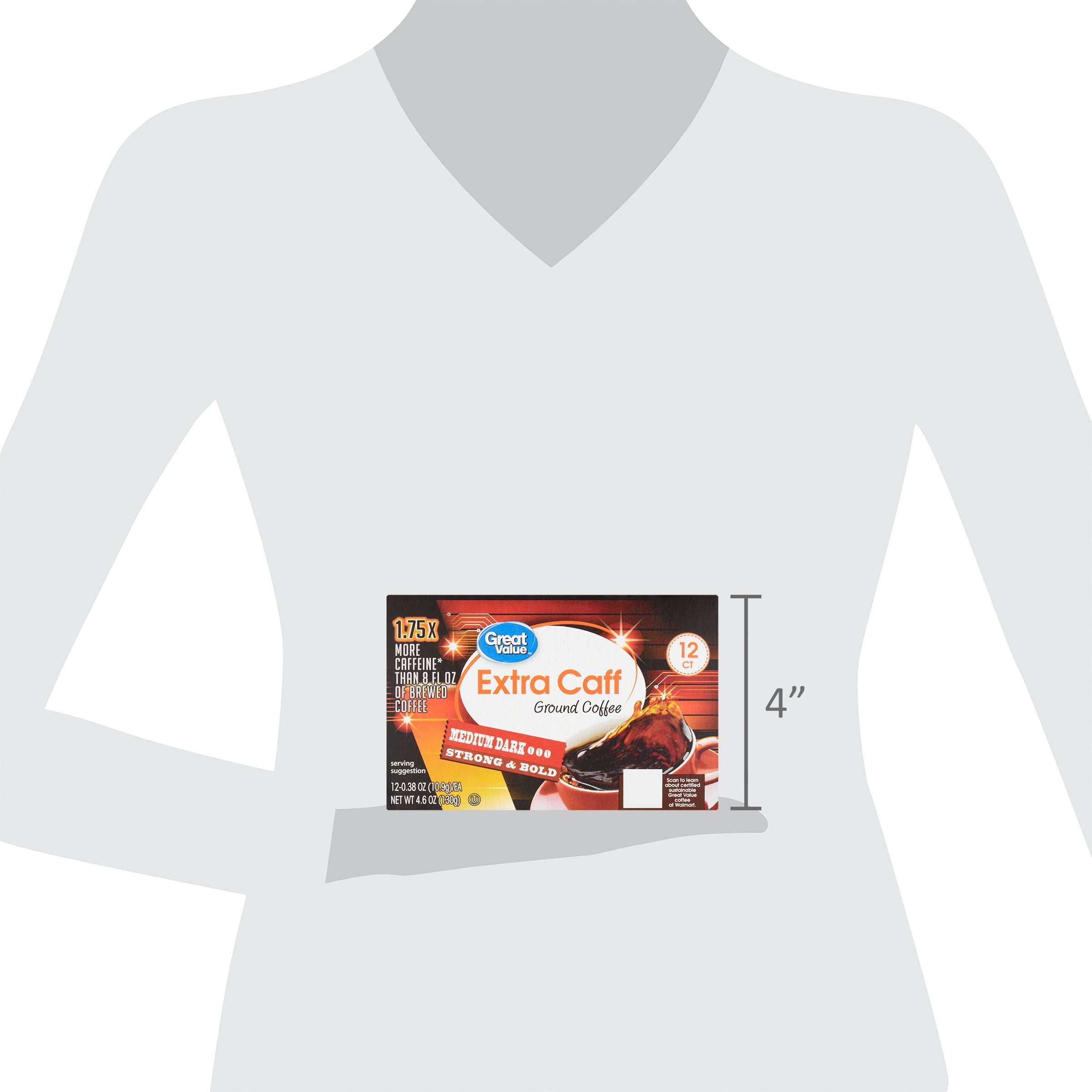 Great Value Extra Caff Medium-Dark Roast Coffee Pods 12 Count