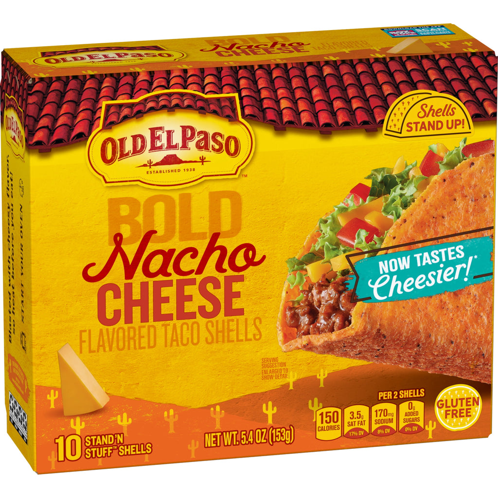 Stand 'N Stuff Bold Nacho Cheese Taco Shells 5.4 Oz 10 Count Old El Paso