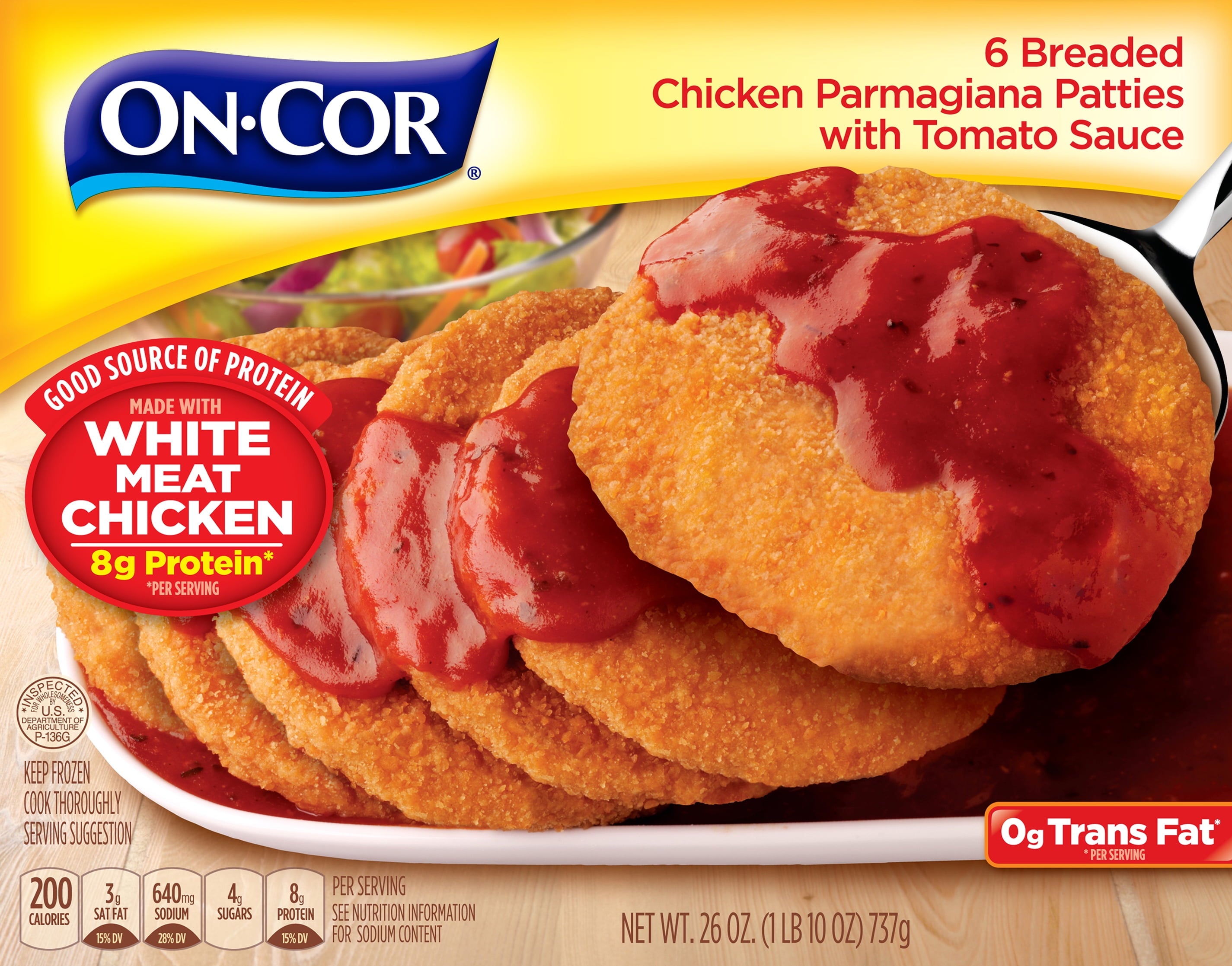 On-Cor Chicken Parmagiana With Tomato Sauce Frozen Meal 26 Oz