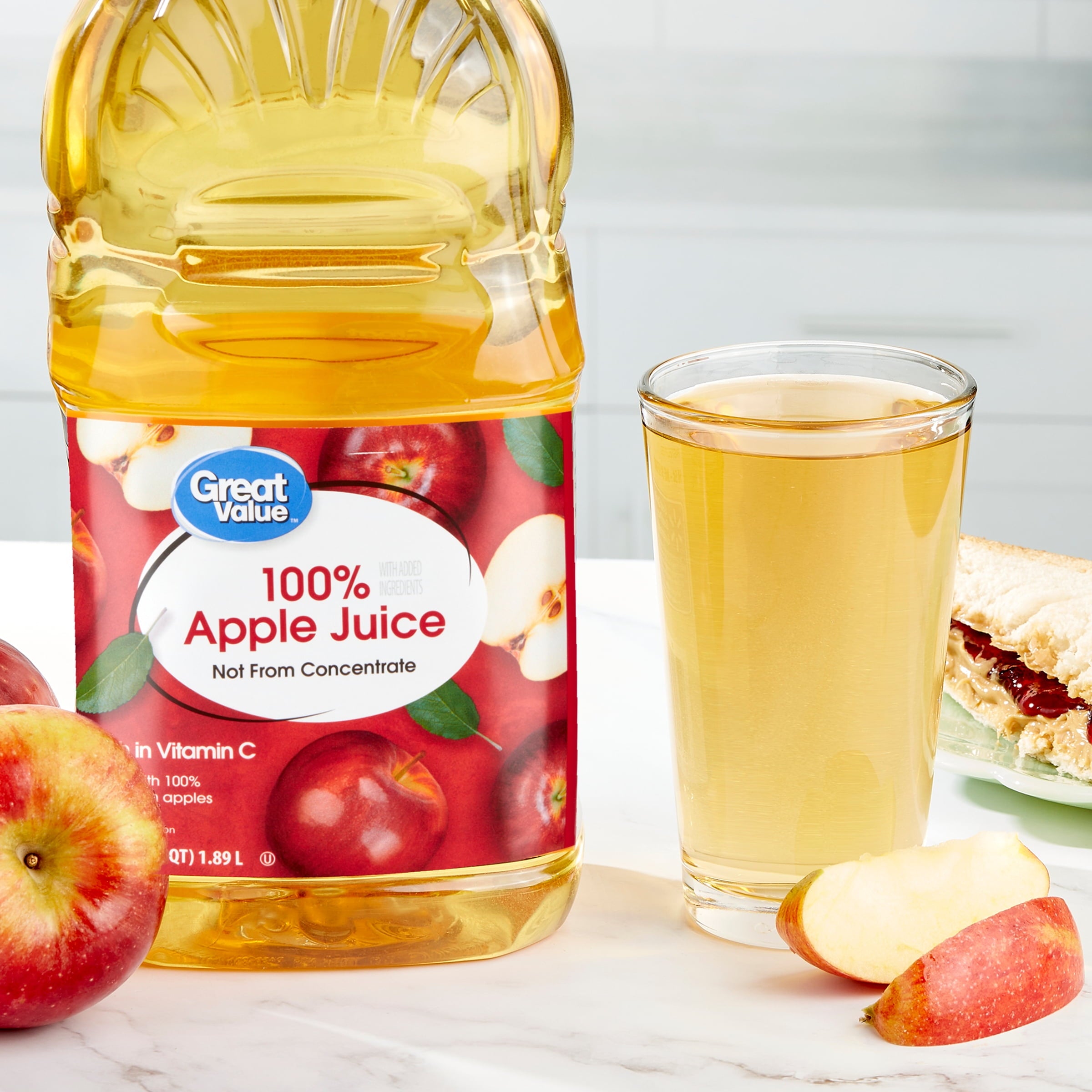 Great Value 100% Apple Juice Not From Concentrate Pulp-Free 64 fl oz