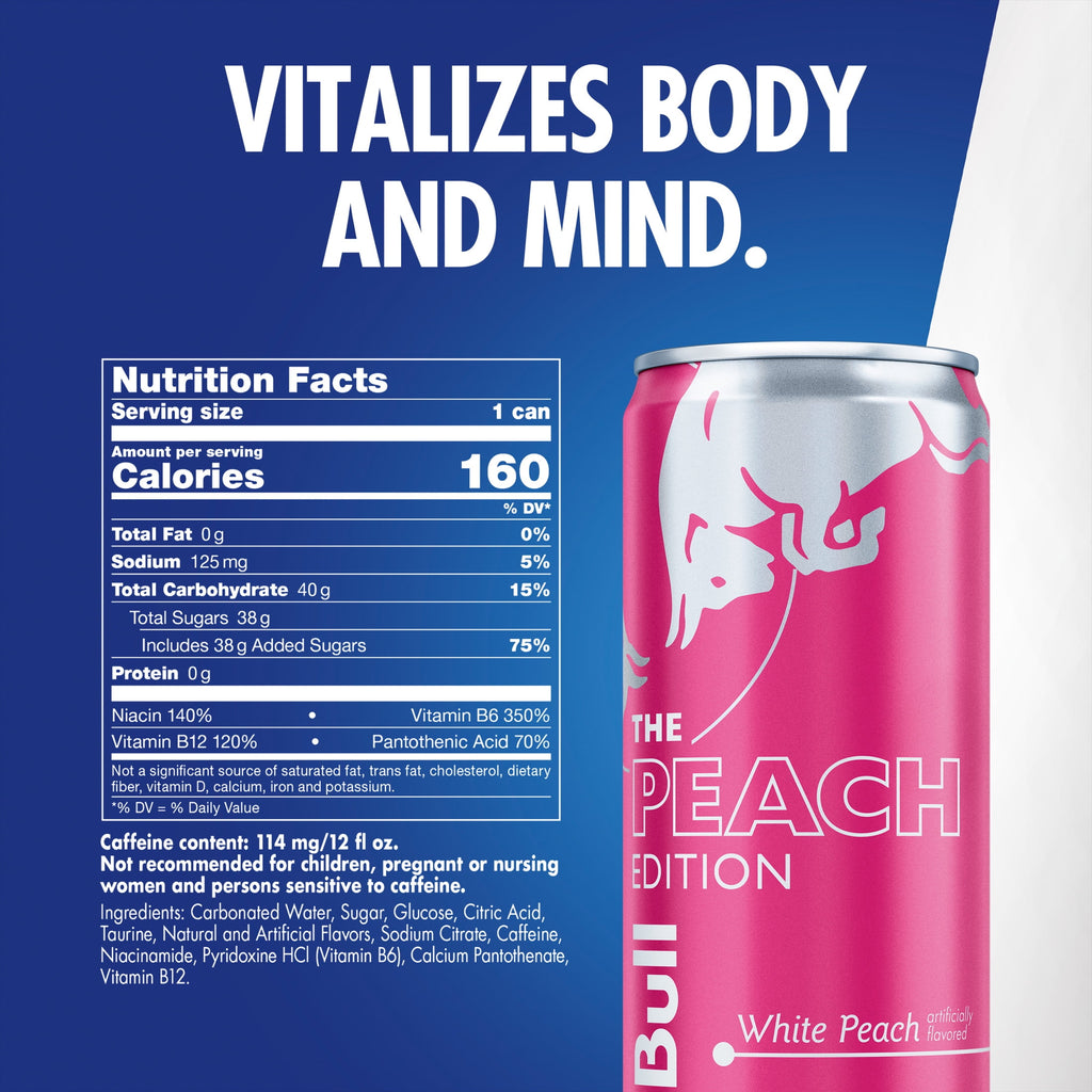 Red Bull Peach Edition Energy Drink 12 fl oz 4 Pack Cans