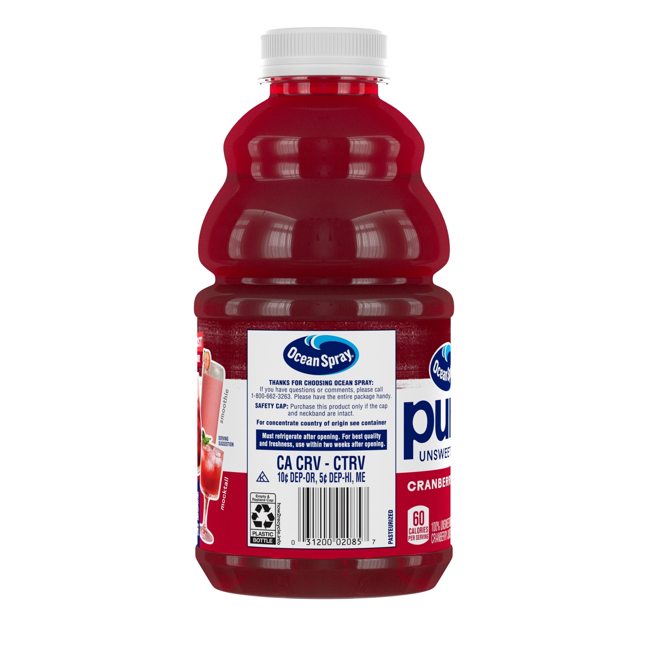Ocean Spray Pure Unsweetened Cranberry 100% Juice 32 fl oz Bottle
