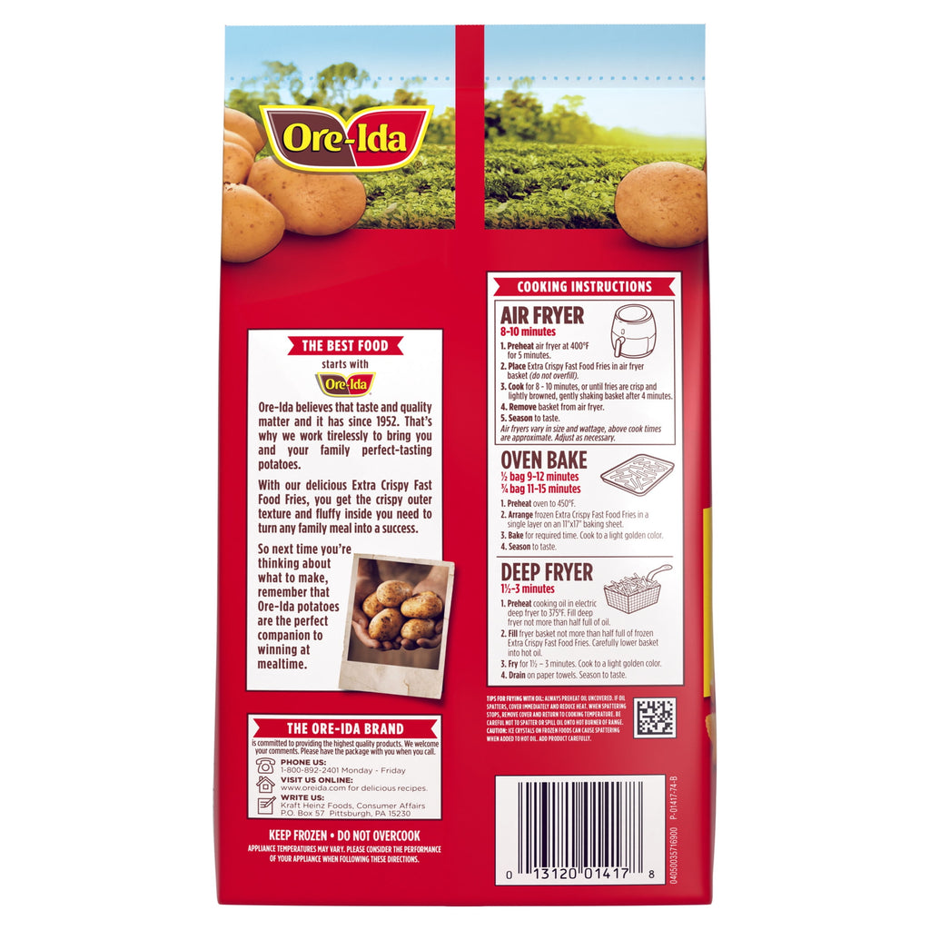 Ore-Ida Extra Crispy Fast Food Fries Frozen Potatoes 26 Oz