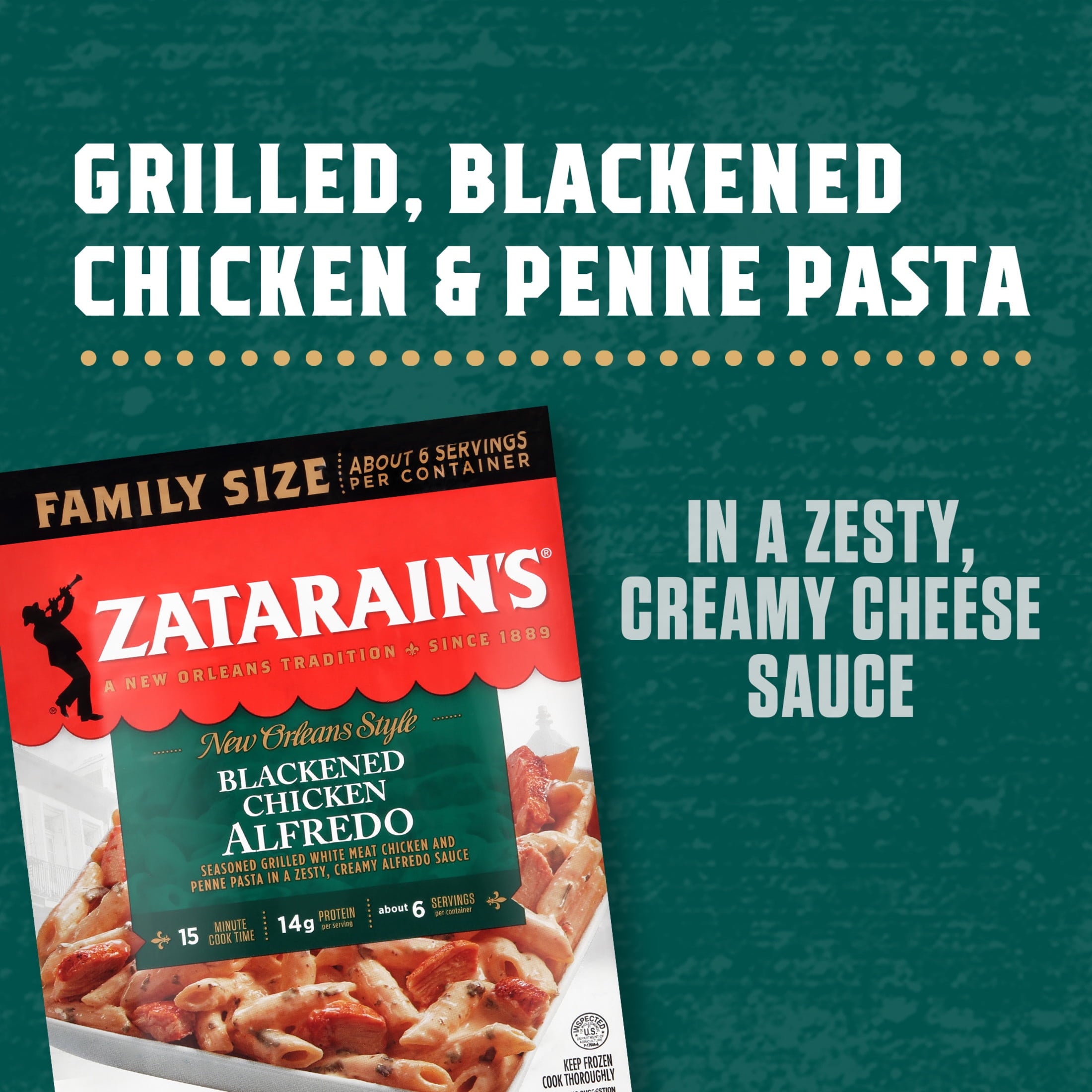 Zatarain's Family Size Frozen Blackened Chicken Alfredo 40 Oz