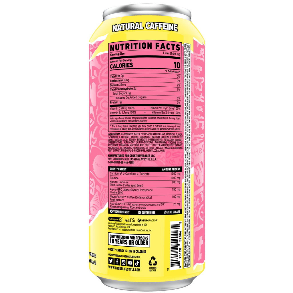 GHOST Energy Sour Pink Lemonade Sugar Free Energy Drink 16 fl oz Single Can