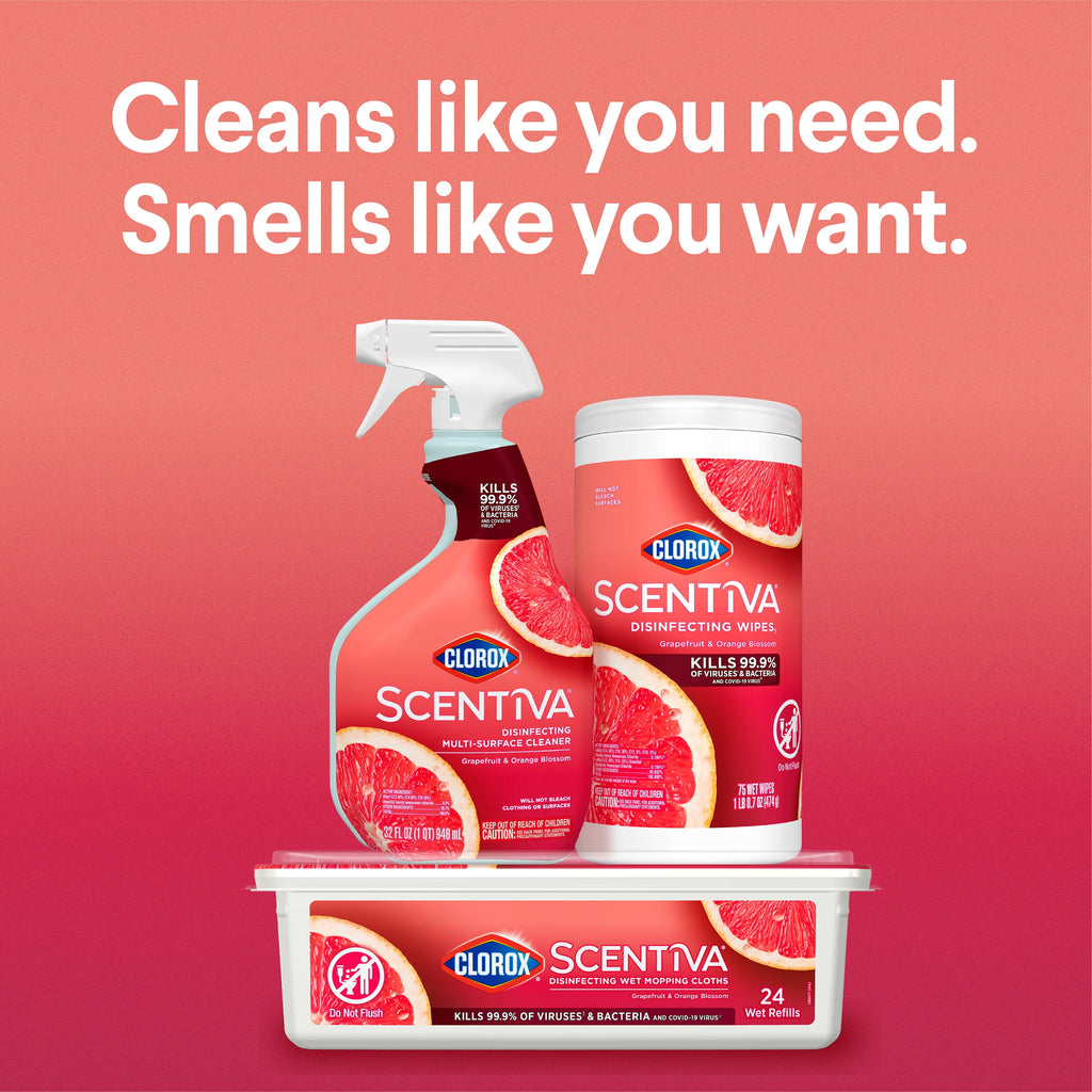 Clorox Scentiva Disinfecting Wipes Grapefruit & Orange Blossom 75 Count