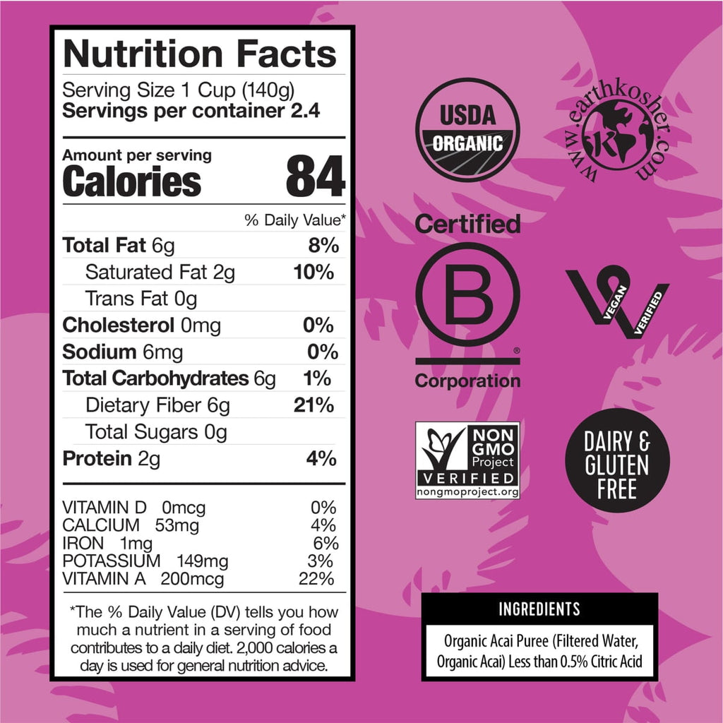 Pitaya Foods Frozen Acai Berry Pieces Pure Unsweetened Organic 12 Oz