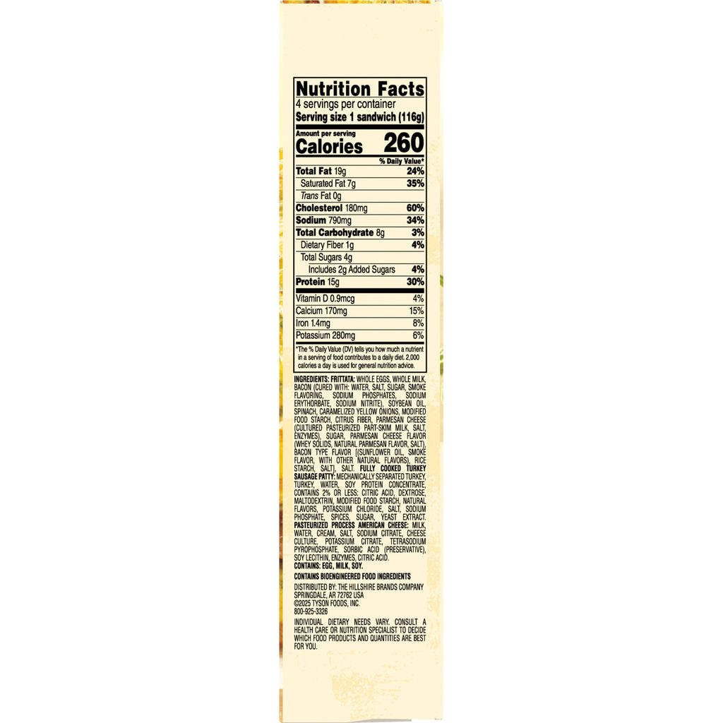 Jimmy Dean Delights Egg'wich Parmesan Egg Frittatas Turkey Sausage Cheese Frozen 4 Count