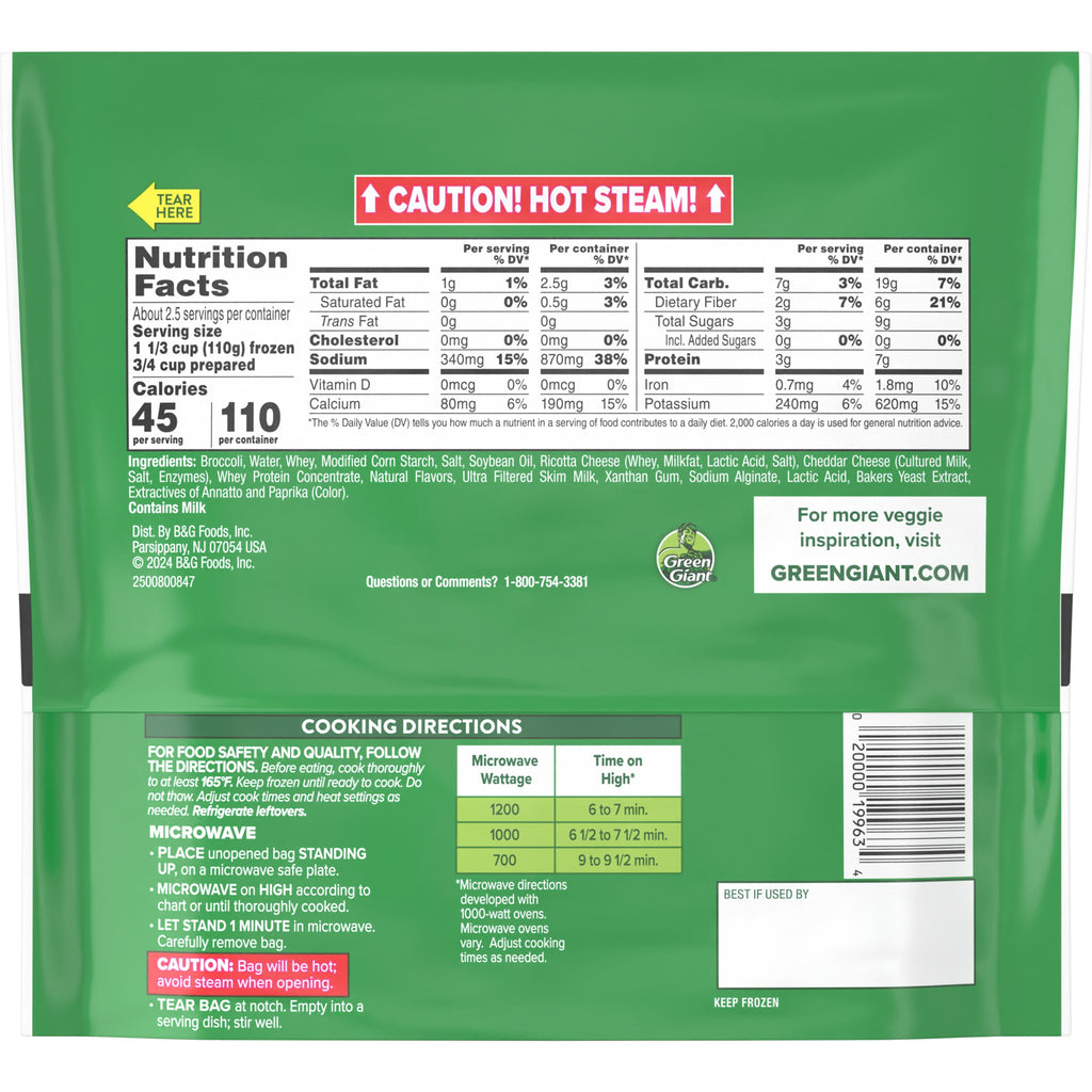 Green Giant Simply Steam Broccoli Cheese Sauce Frozen 10 Oz