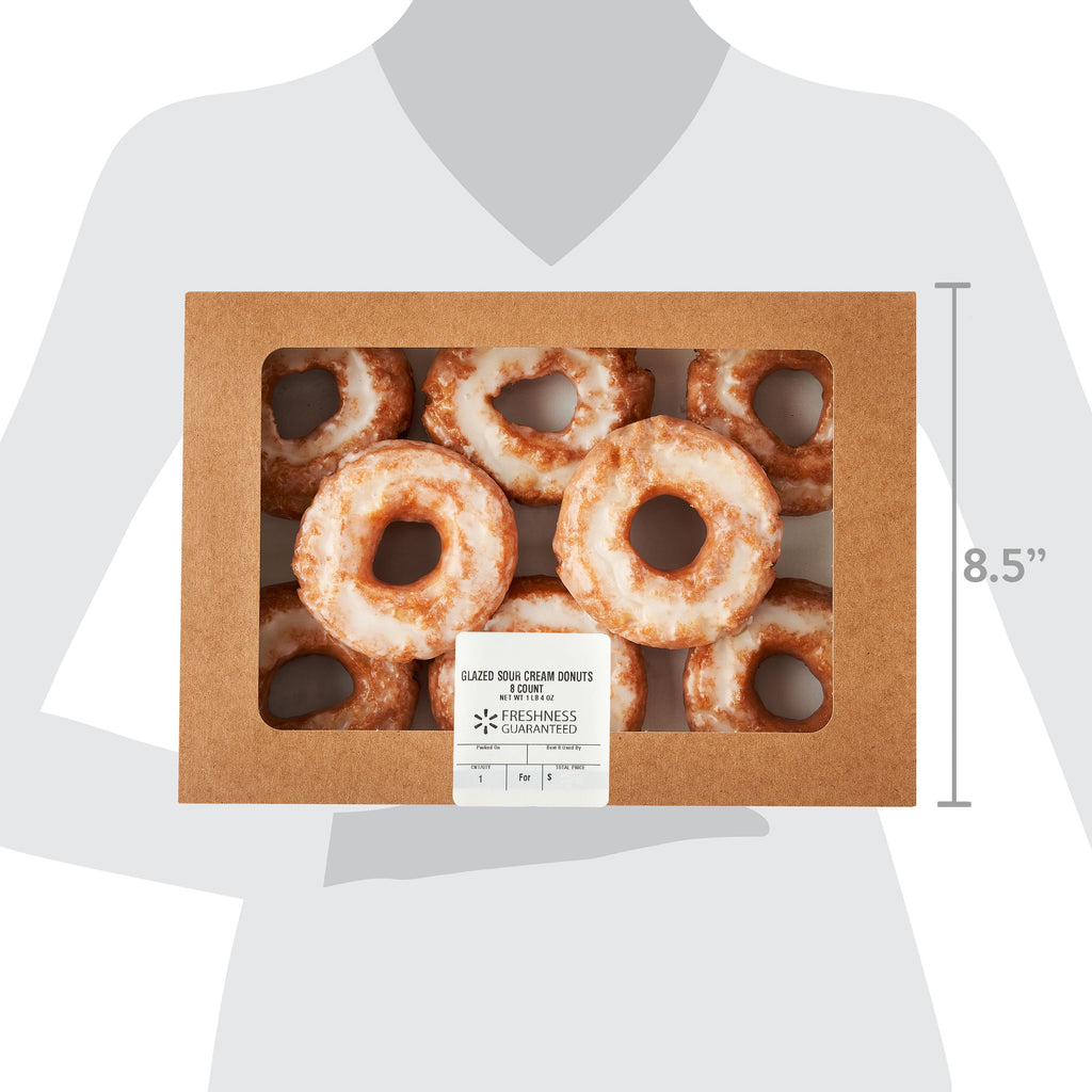 Glazed Sour Cream Donuts 20 Oz 8 Count Freshness Guaranteed