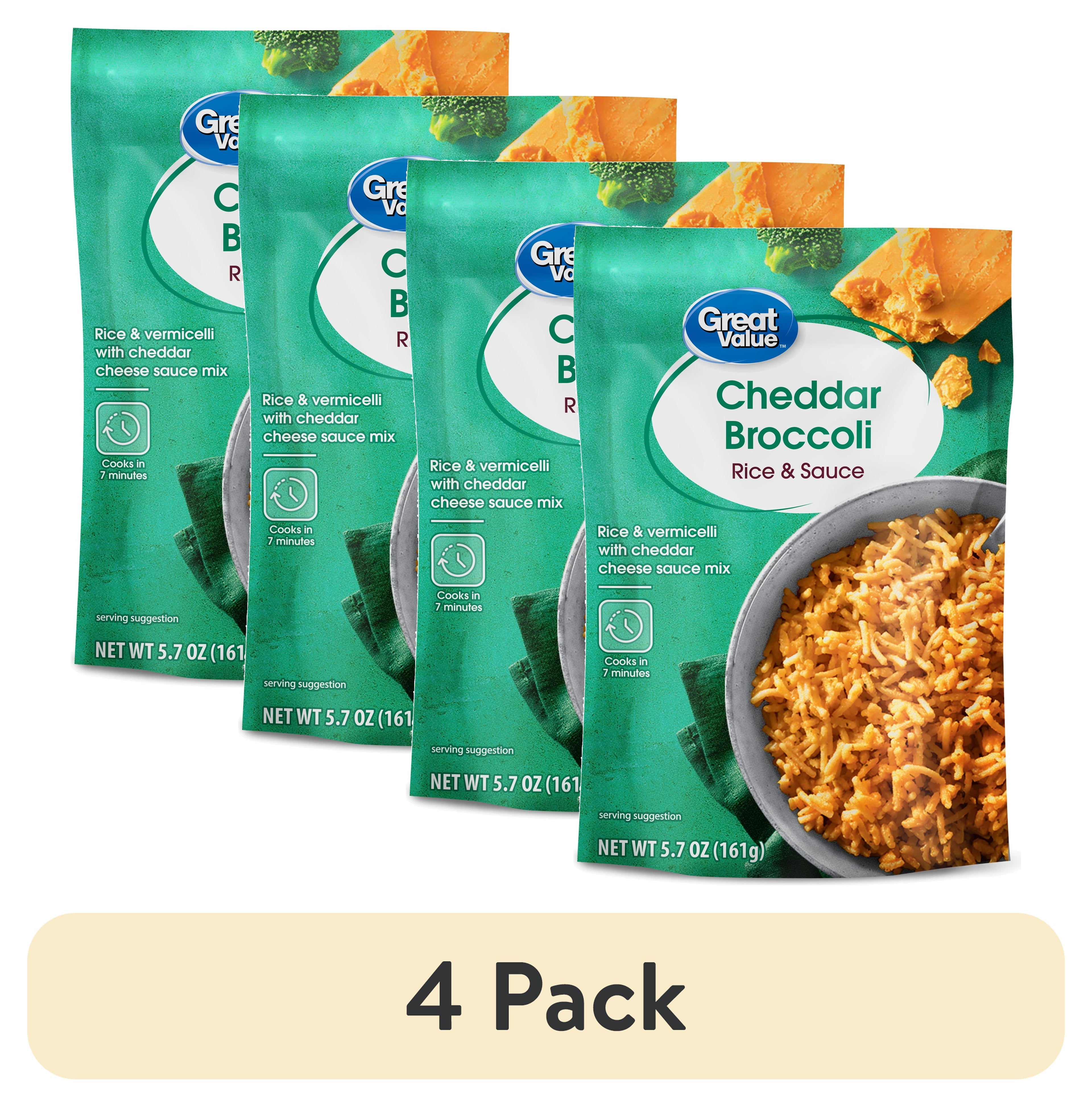 Great Value Cheddar Broccoli Rice & Sauce 5.7 Oz 4 Pack