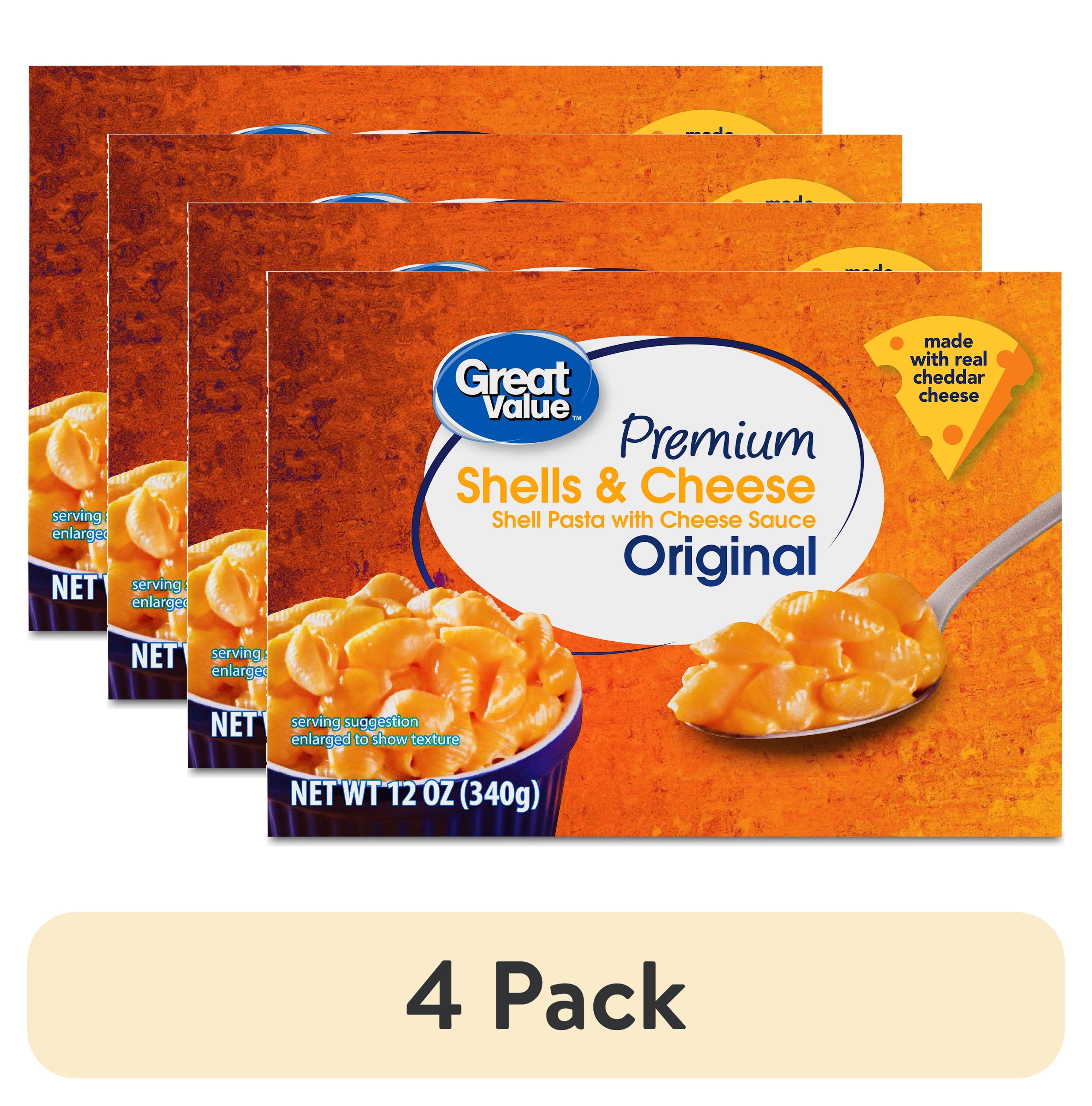 Great Value Premium Original Shells & Cheese 12 Oz 4 Pack