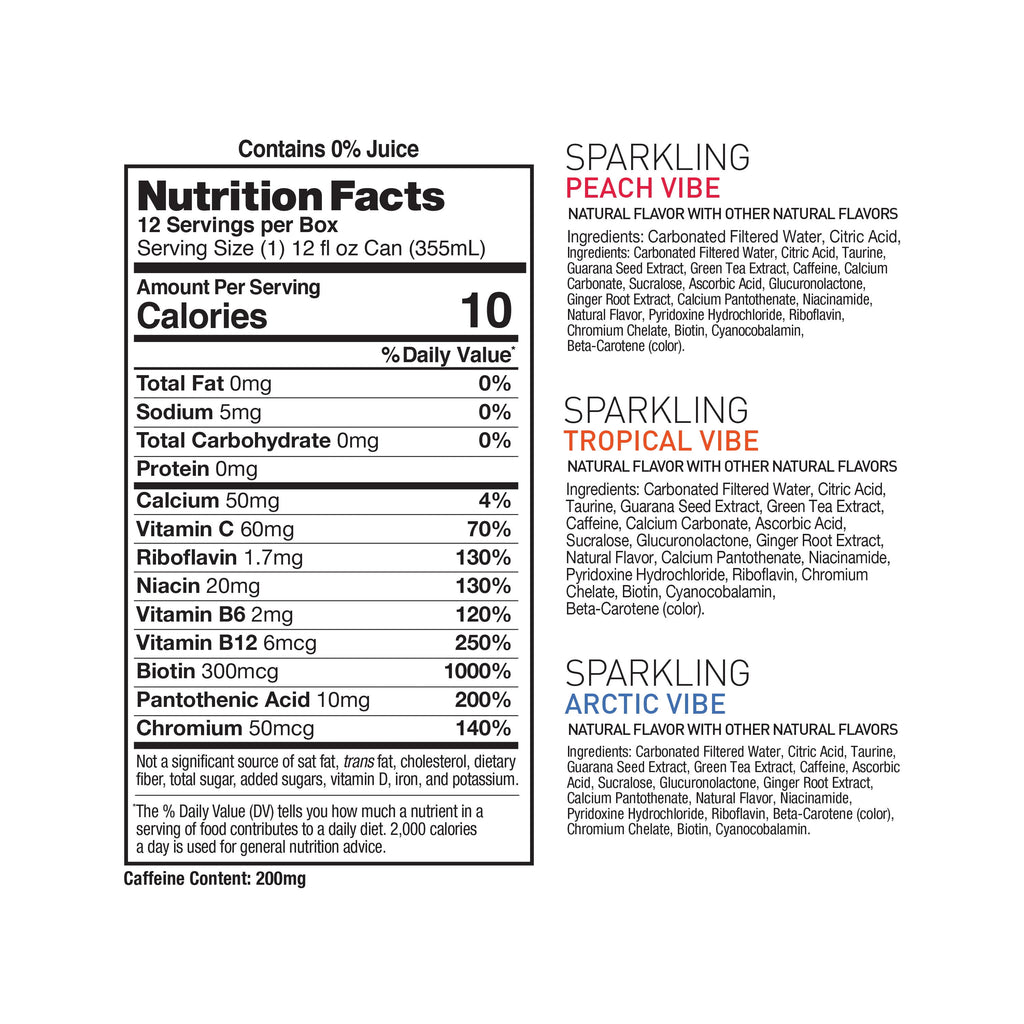 CELSIUS Sparkling Vibe Variety Pack Functional Energy Drink 12 fl oz 12 Pack Cans