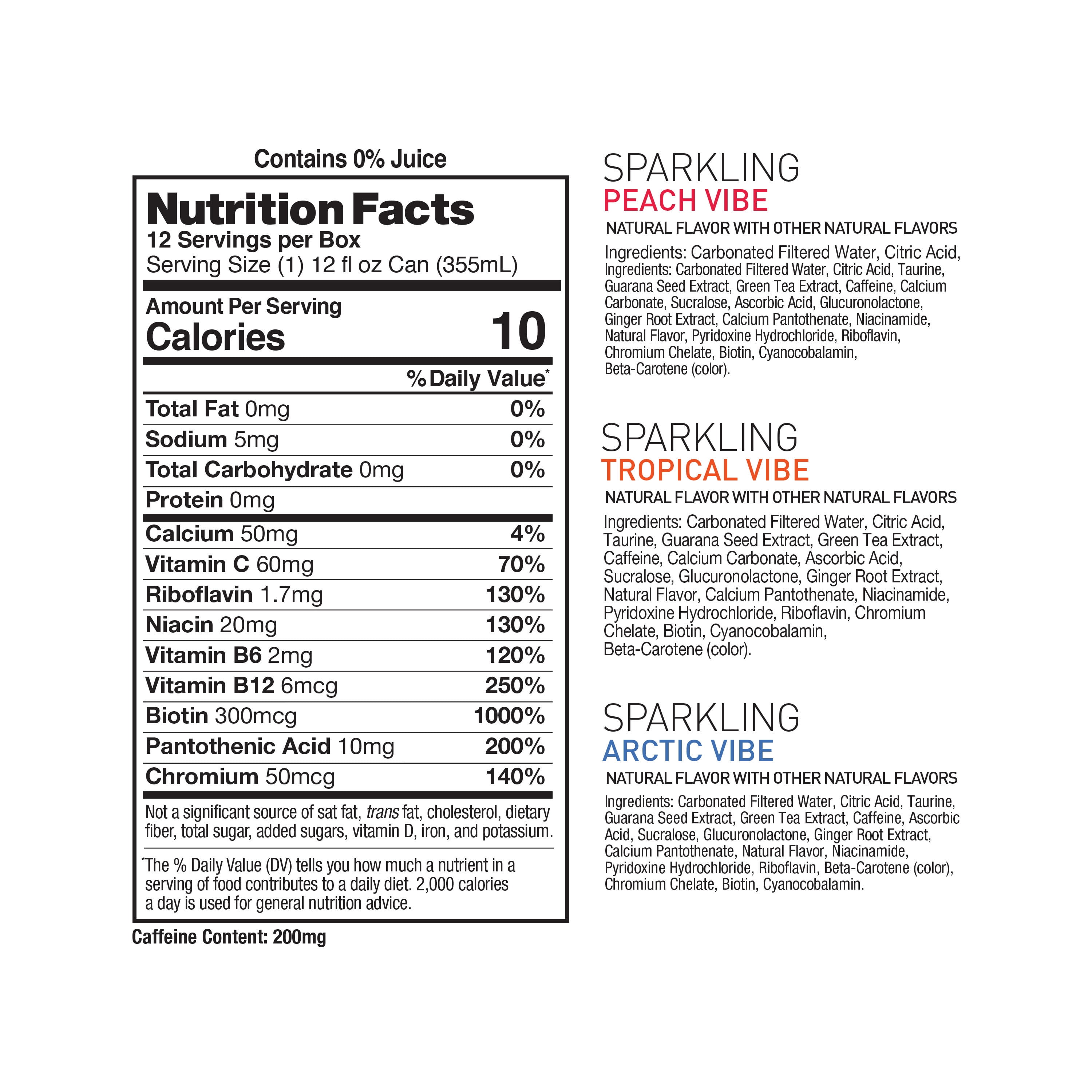CELSIUS Sparkling Vibe Variety Pack Functional Energy Drink 12 fl oz 12 Pack Cans