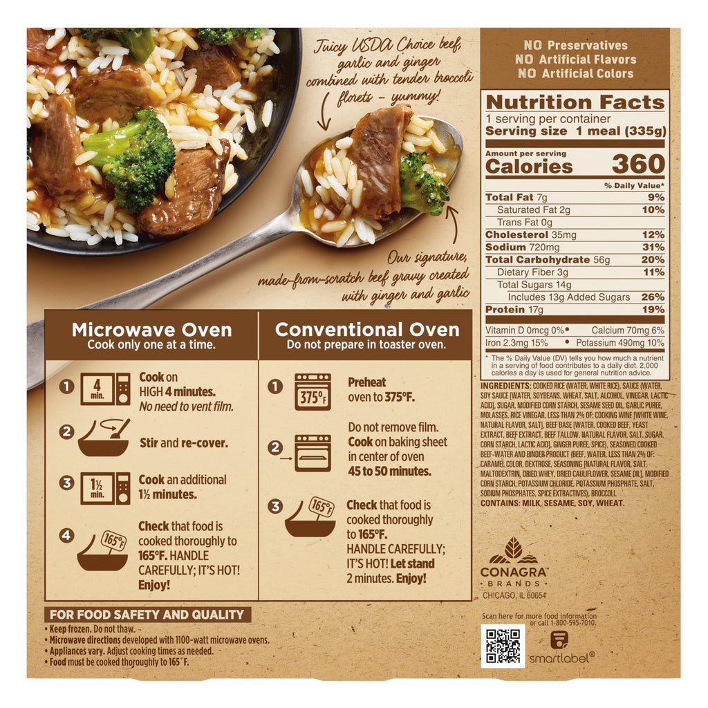Marie Callender's Tender Ginger Beef & Broccoli Frozen Meal Bowl 11.8 Oz