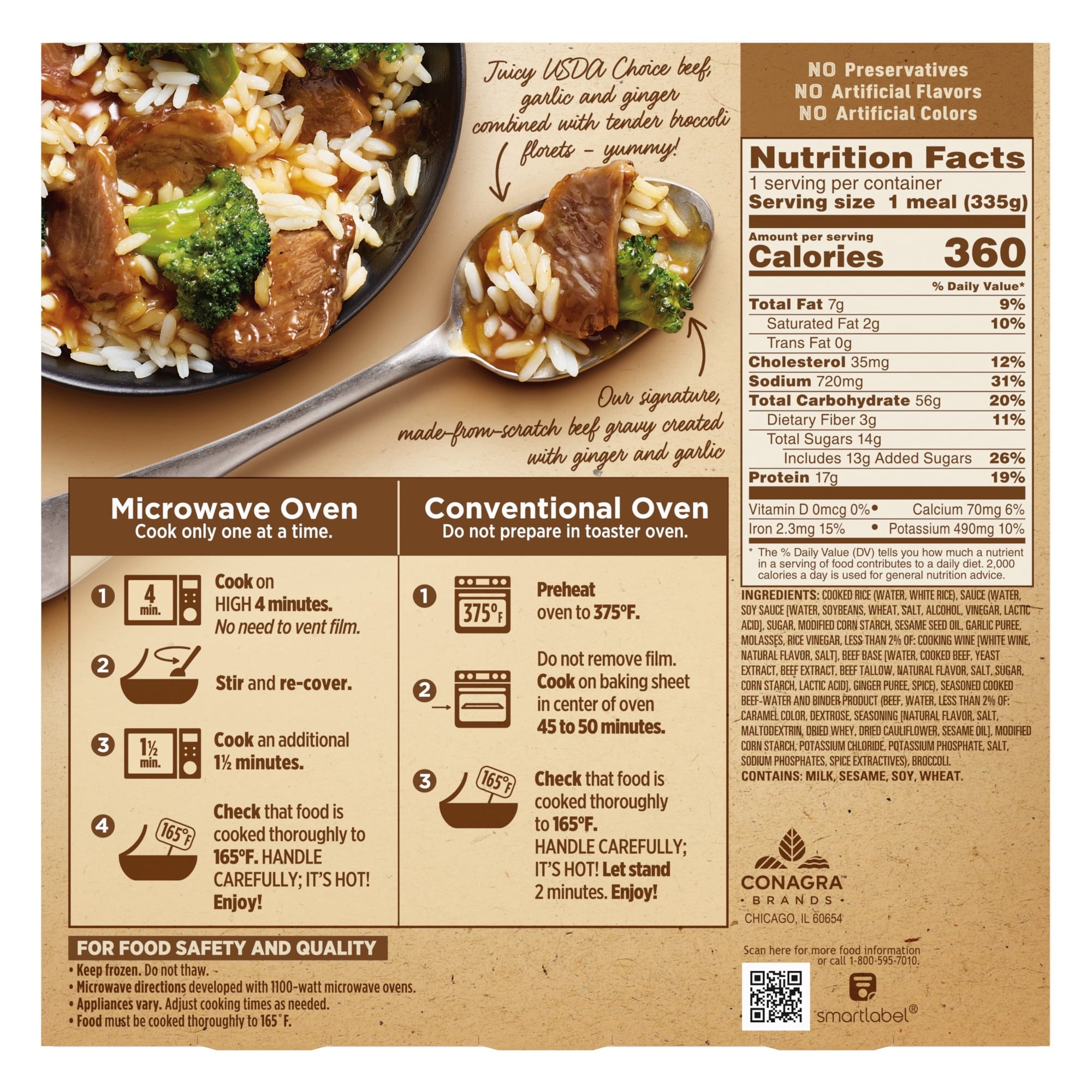 Marie Callender's Tender Ginger Beef & Broccoli Frozen Meal Bowl 11.8 Oz