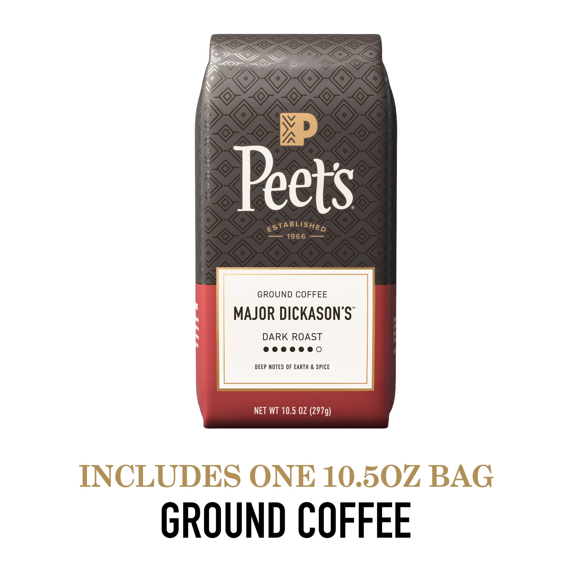 Peet's Major Dickason's Blend Naturally Caffeinated Dark Roast Ground Coffee 10.5 oz Bag