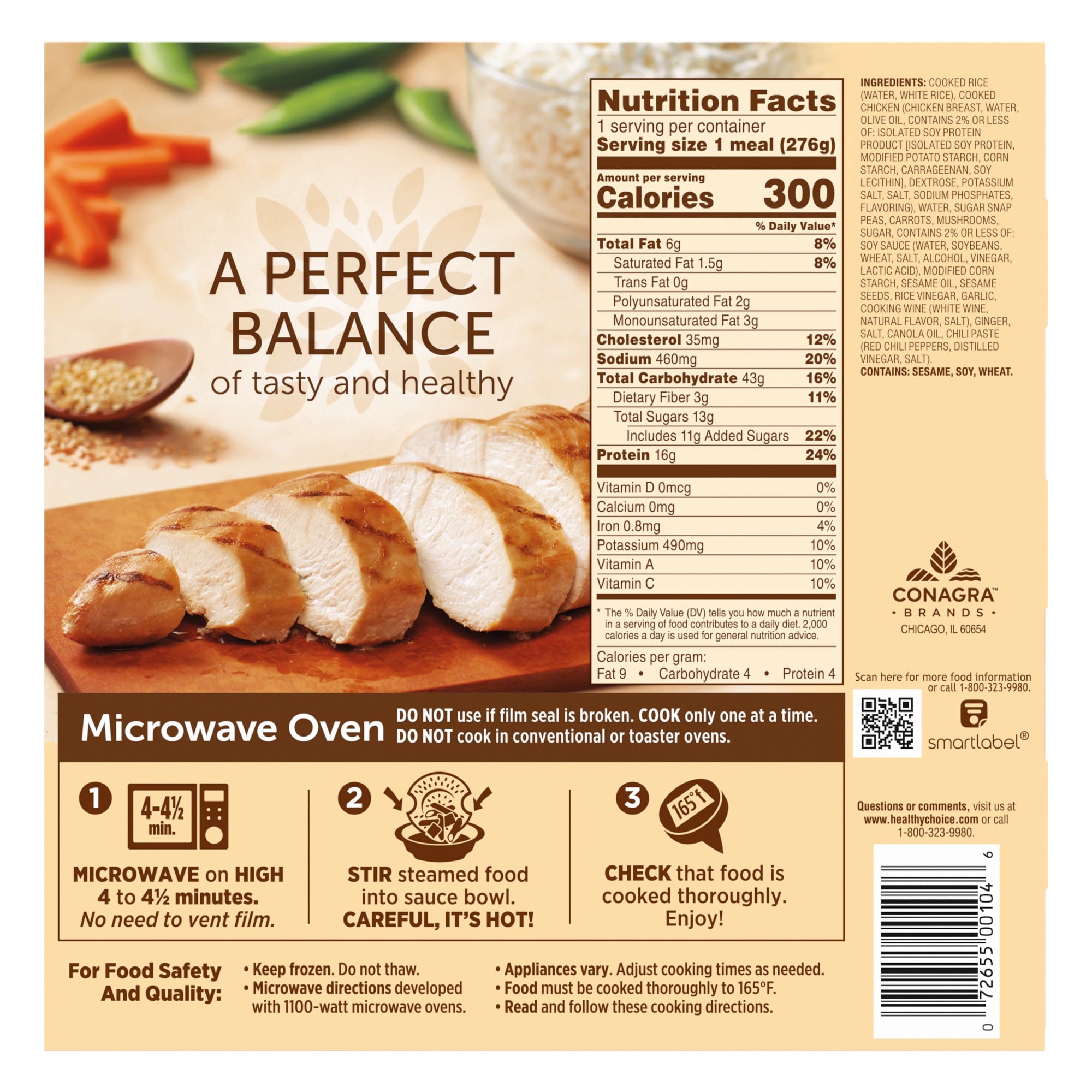 Healthy Choice Cafe Steamers Sweet Sesame Chicken Frozen Meal 9.75 Oz
