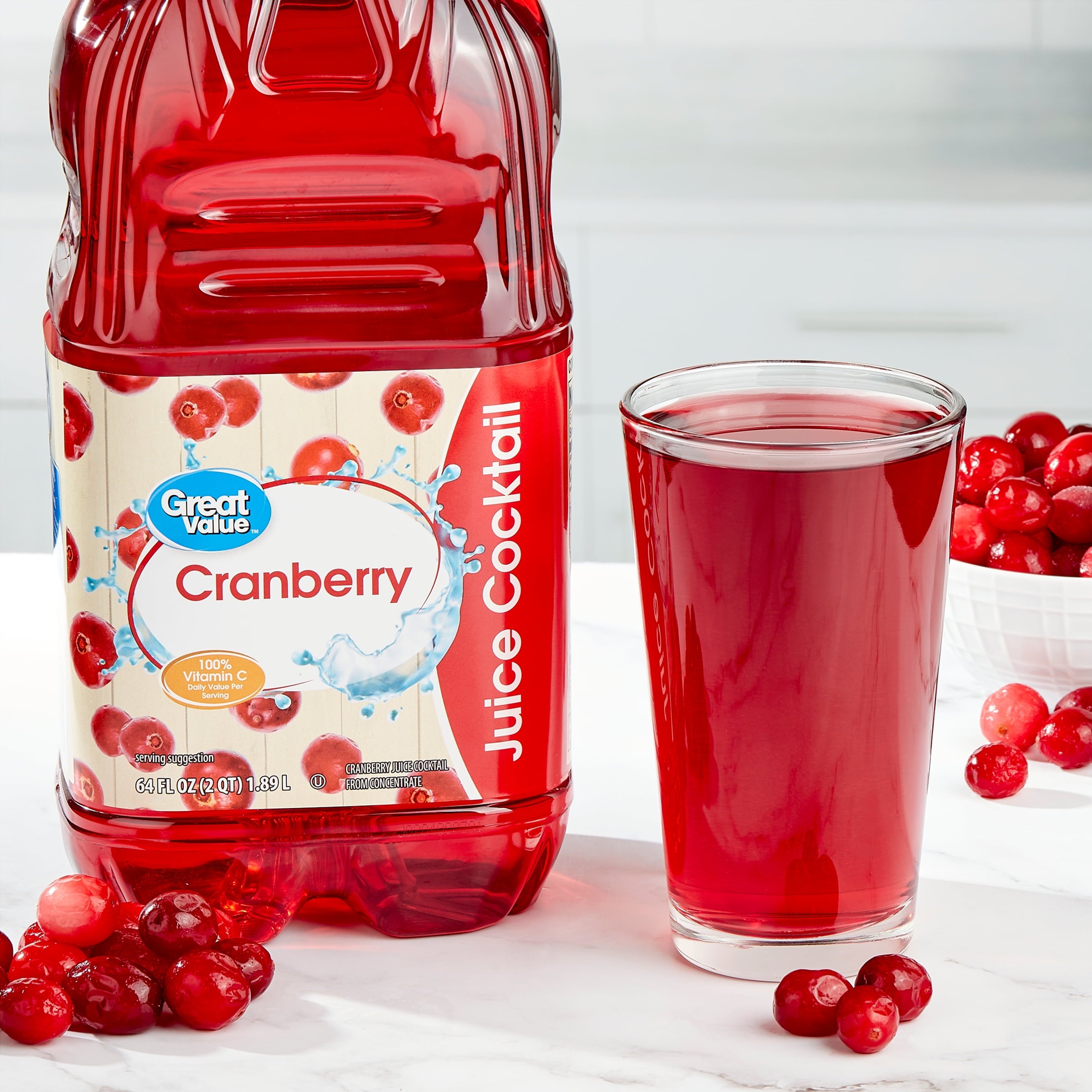 Great Value Cranberry Juice Cocktail 64 fl oz Bottle