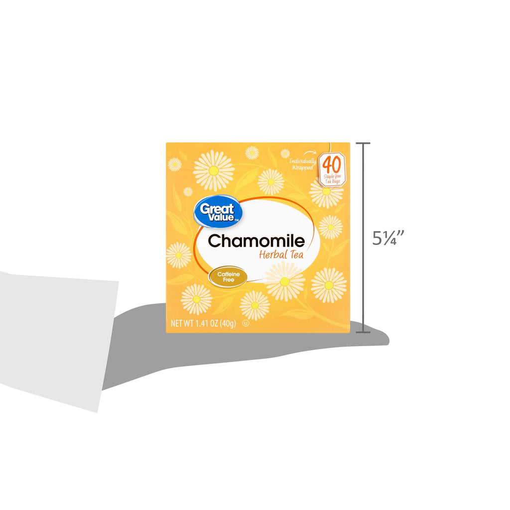 Great Value Chamomile Naturally Decaffeinated Herbal Tea Bags 1.41 oz 40 Count
