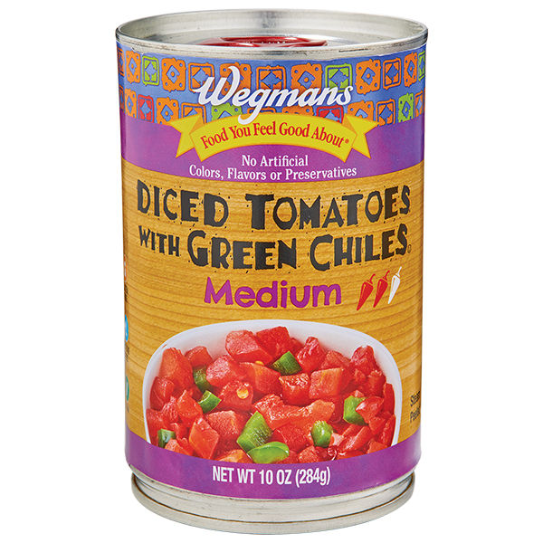 Wegmans Diced Tomatoes with Green Chilies Medium Heat 14.5 Oz