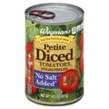 Wegmans Petite Diced No Salt Added Tomatoes 14.5 Oz