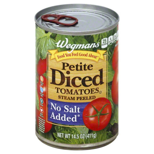 Wegmans Petite Diced No Salt Added Tomatoes 14.5 Oz