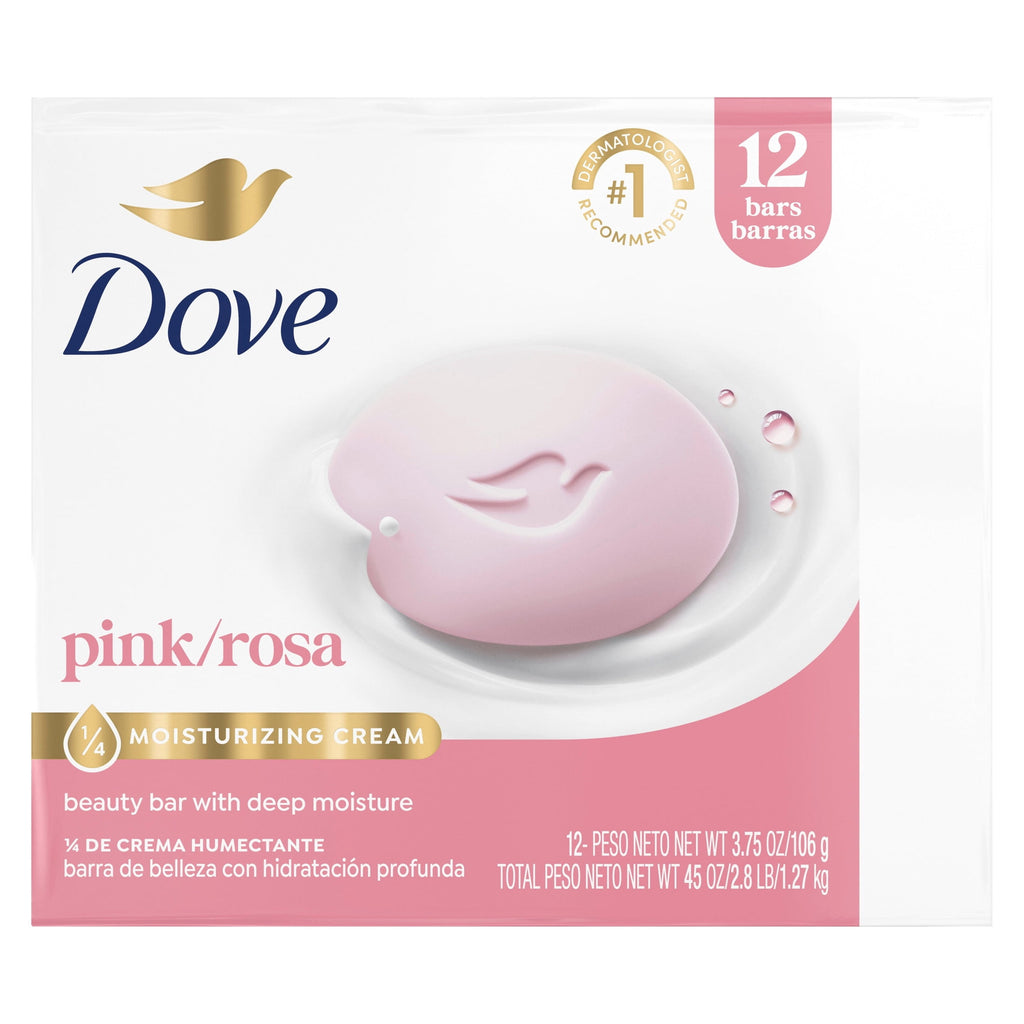 Dove Beauty Bar Soap Pink Rosa Moisturizing Cleanser 3.75 oz 12 Bars