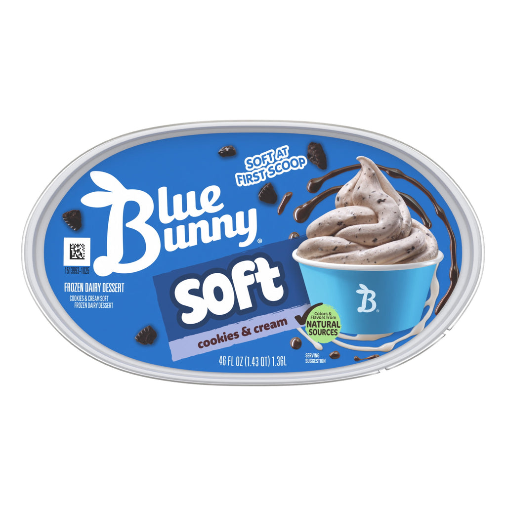 Blue Bunny Soft Cookies & Cream Frozen Dairy Dessert 46 Fl Oz