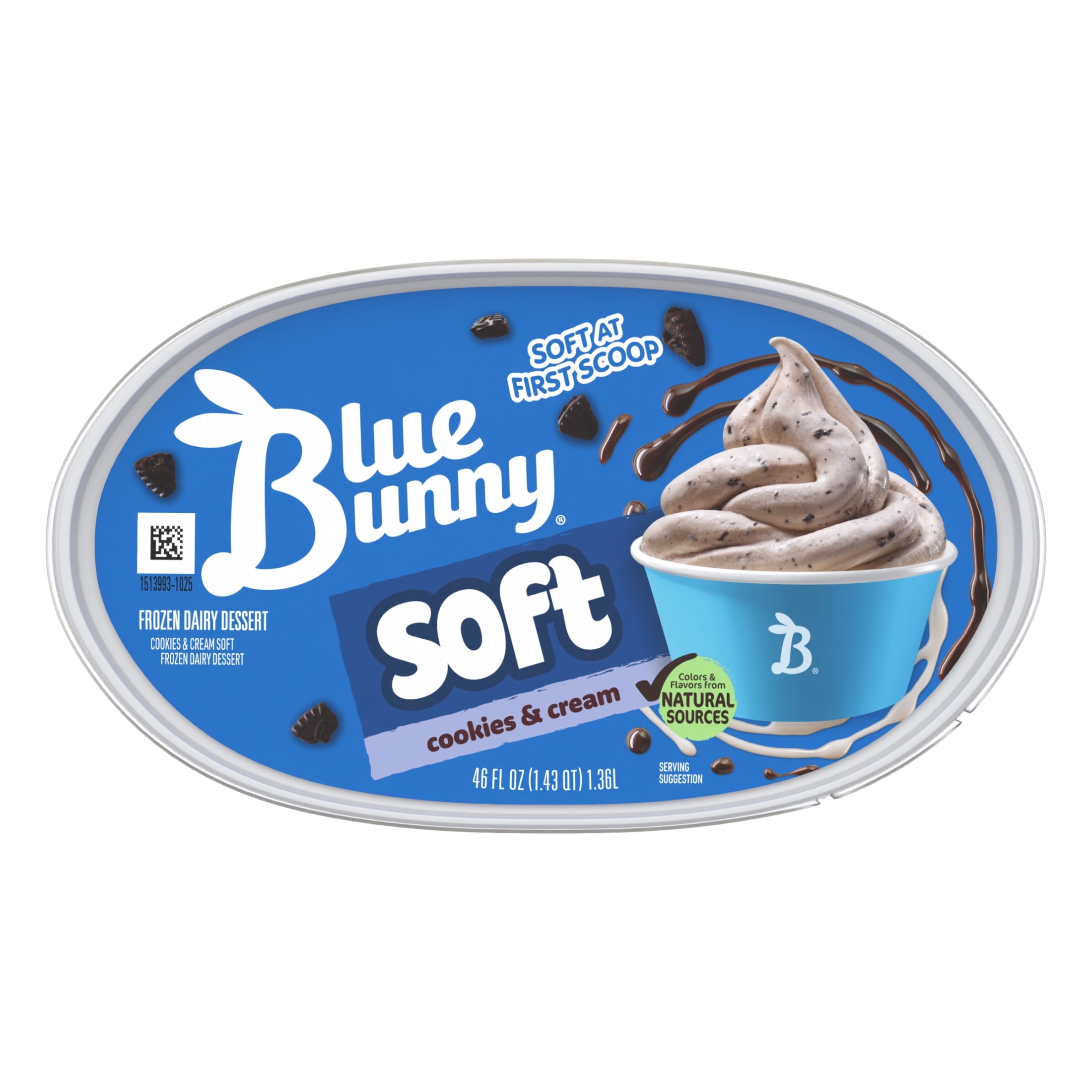 Blue Bunny Soft Cookies & Cream Frozen Dairy Dessert 46 Fl Oz