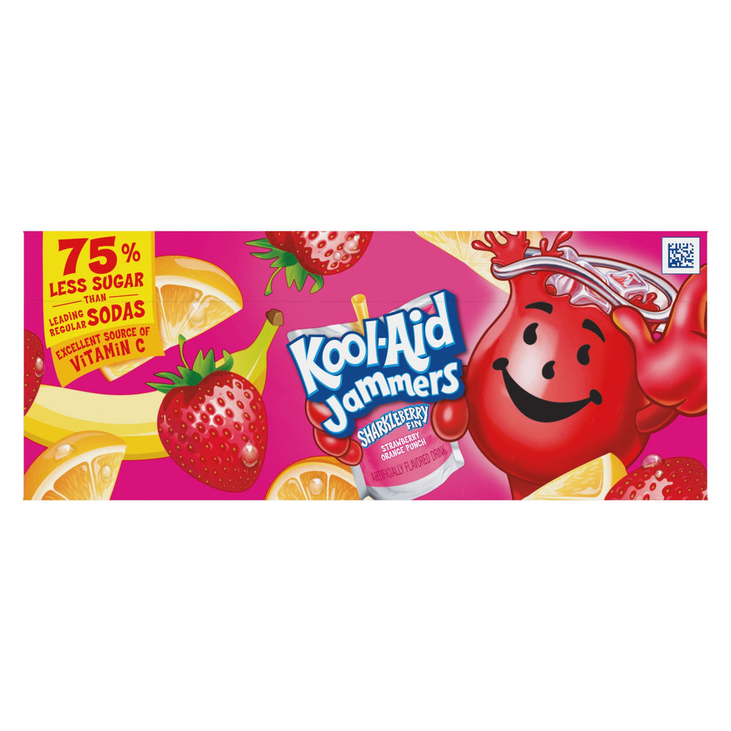 Kool-Aid Jammers Sharkleberry Fin Strawberry Orange Punch Drink Pouches 10 Count 6 fl oz