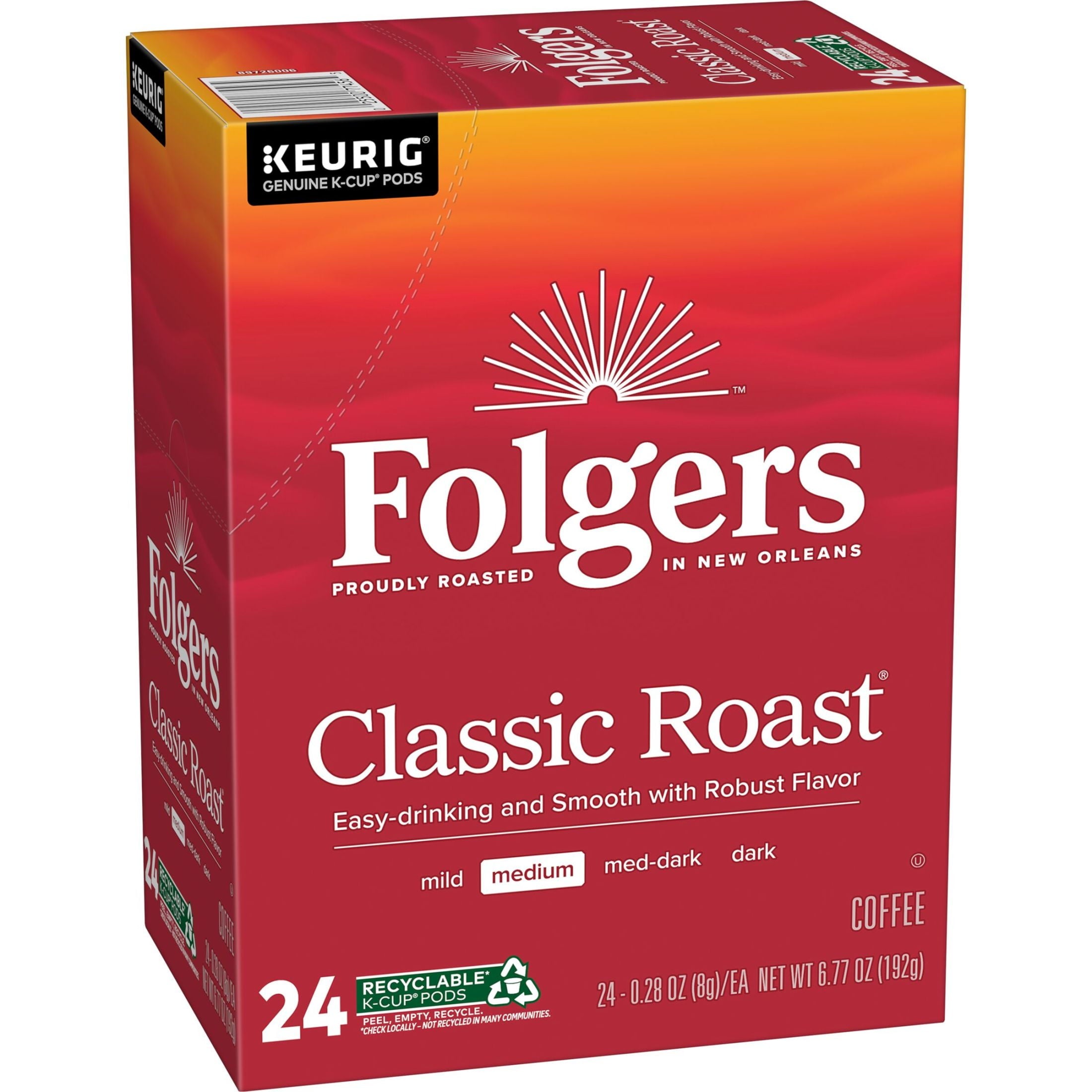 Folgers Classic Roast Medium Roast Coffee Keurig K Cup Pods 24 Count