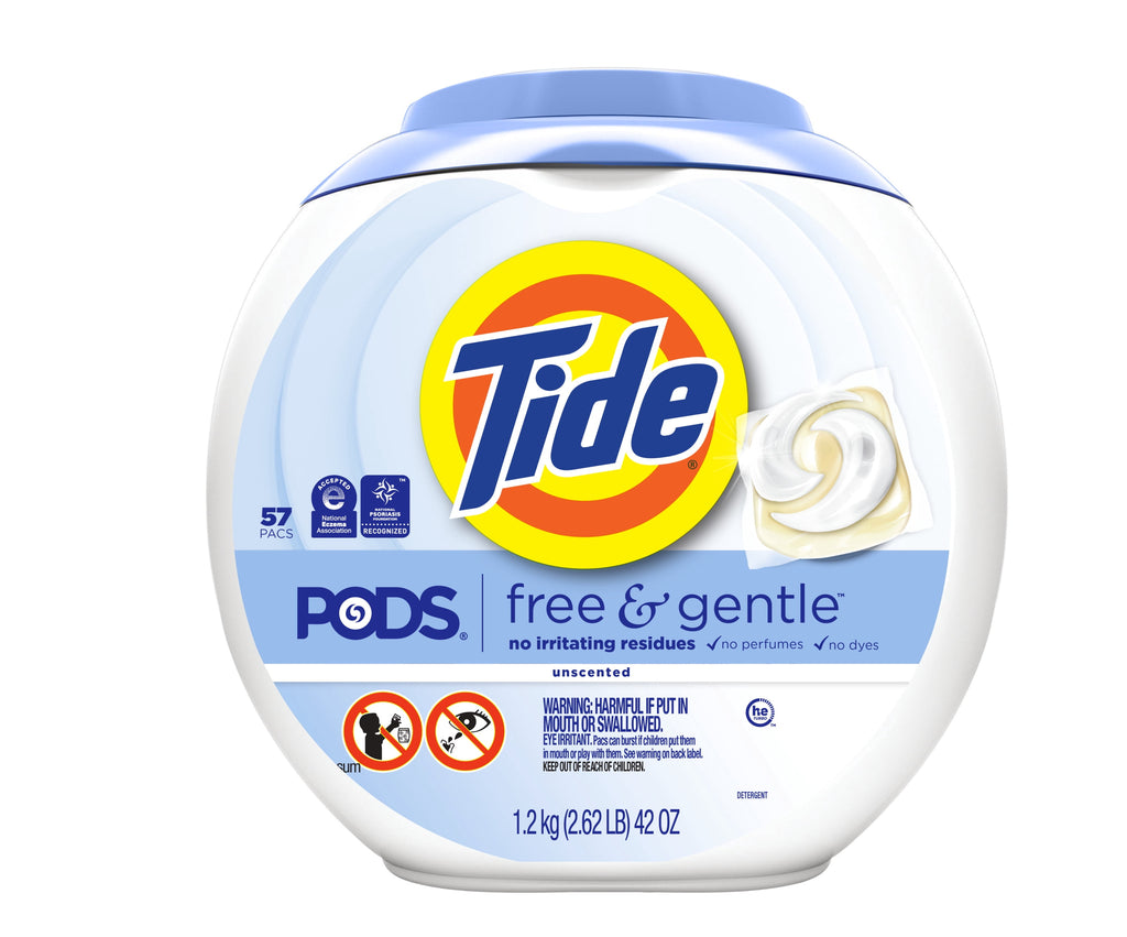 Tide PODS Free & Gentle Laundry Detergent Pacs Unscented 57 Count